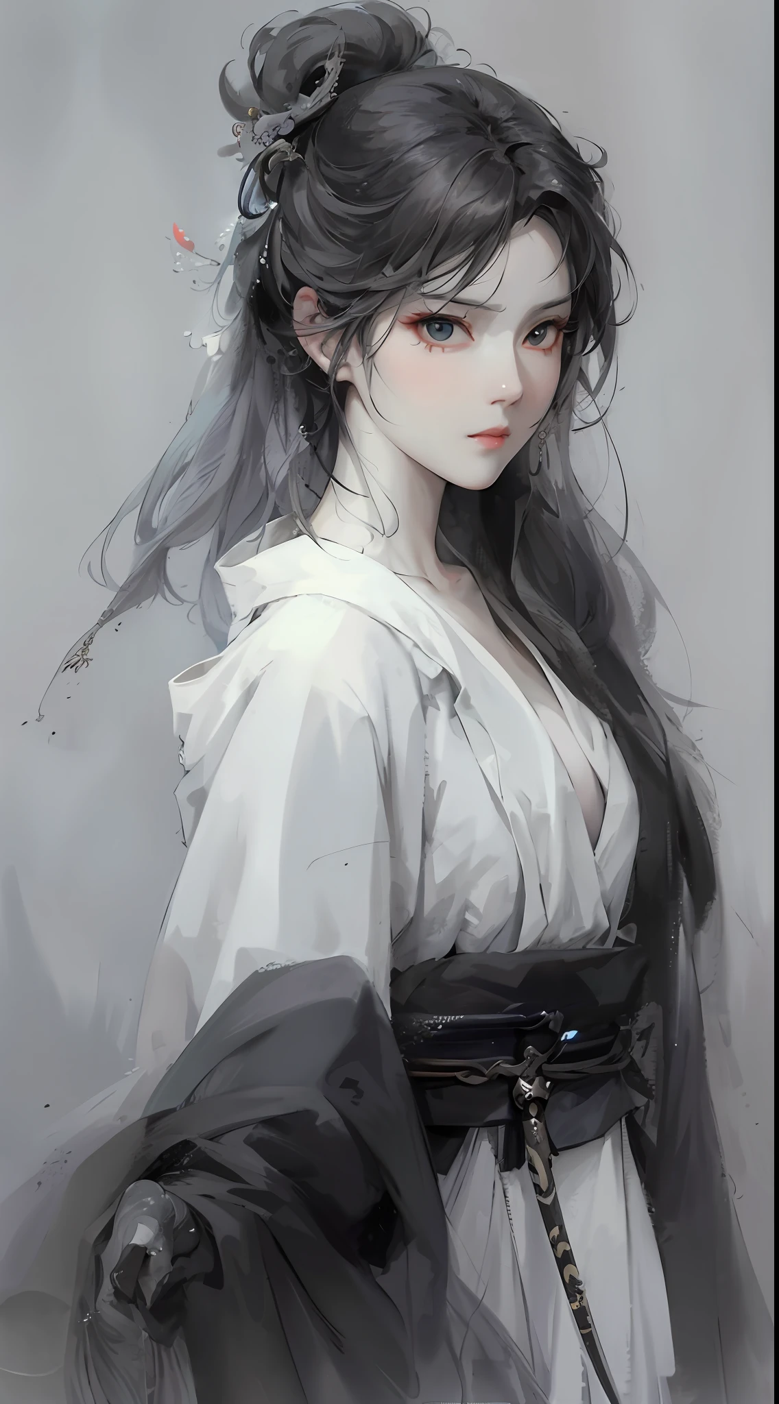 a close up of a woman with white hair and a white mask, beautiful character painting, guweiz, artwork in the style of guweiz, white haired deity, by Yang J, epic exquisite character art, stunning character art, by Fan Qi, by Wuzhun Shifan, guweiz on pixiv artstation