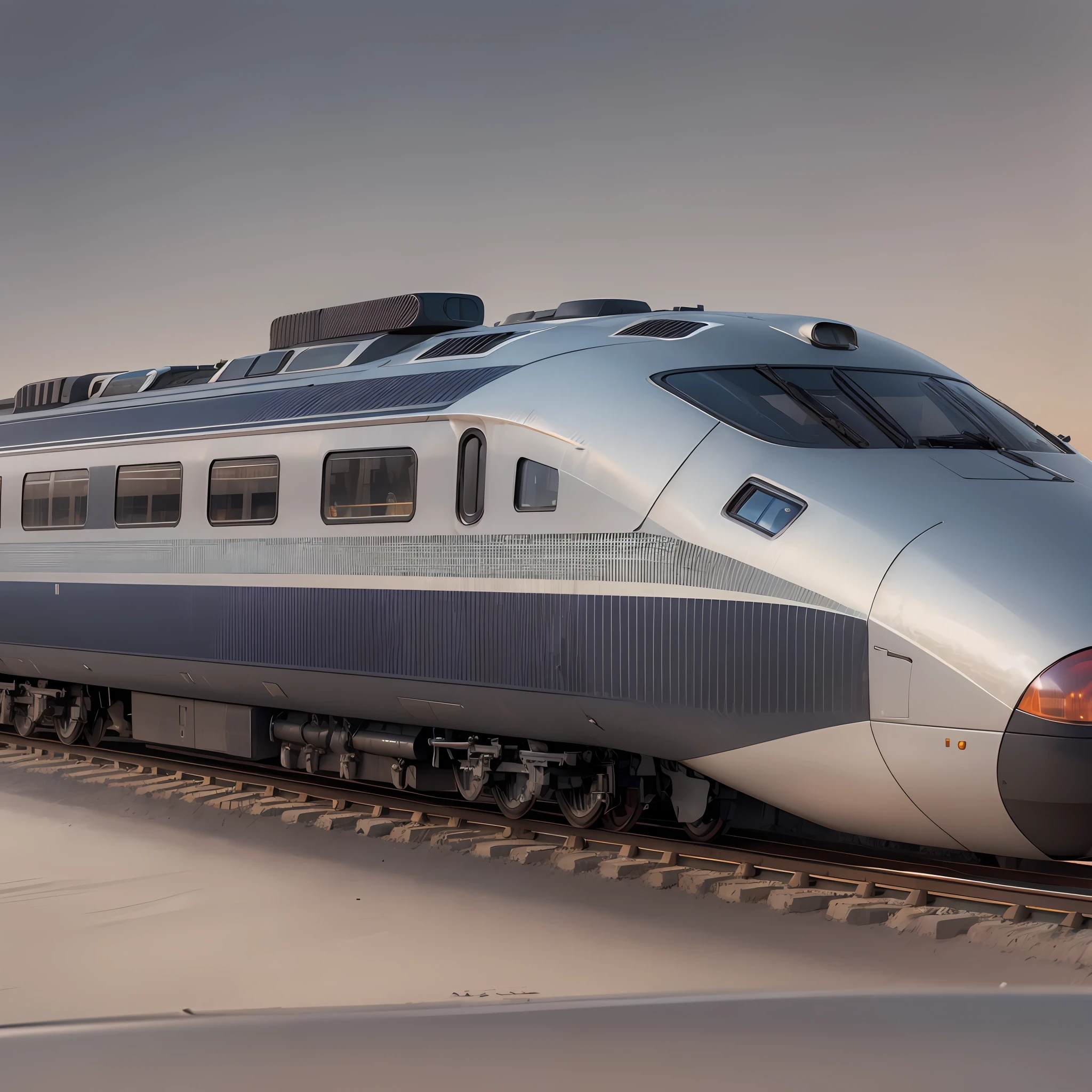 arafed train on a track with a sky background, high speed trains, bullet train, supersonic trains and passengers, future locomotive style, transportation design render, digital render, digitally painted, train, realistic cgi render, tgv, eurostar, hyper realistic render, digital model, best on adobe stock, trains, cgi render, 3 d hyper realistic render, hyper detailed