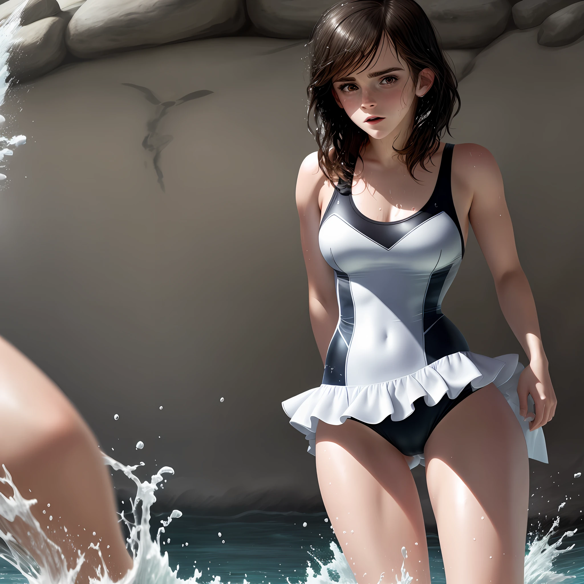 Emma Watson in swimsuit open legs sexy cute big breasts sweaty crotch crotch wet touched black hair soaked soaked soaked soaked soaked