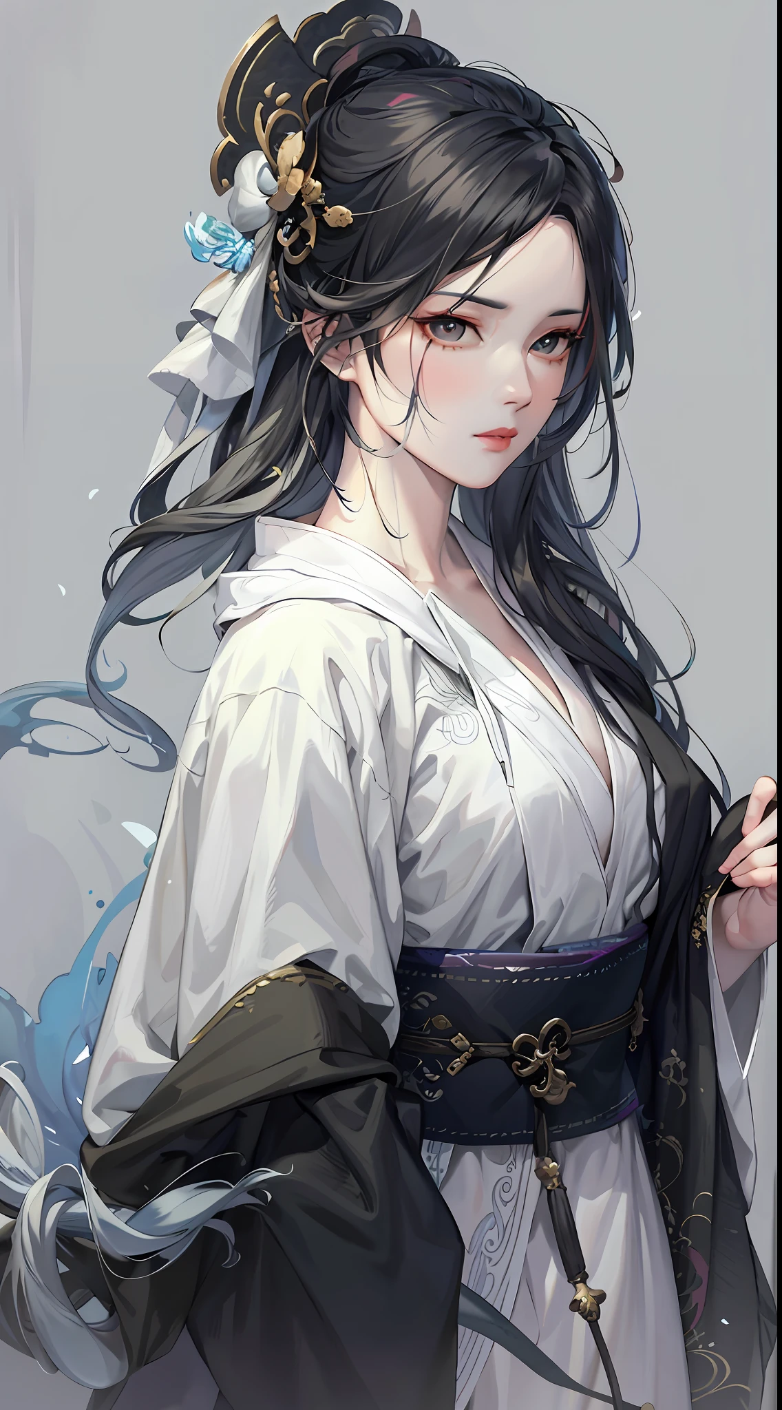 Close-up of a woman with white hair and white mask, beautiful figure painting, Guviz, Guvitz style artwork, white-haired god, Yang J, epic fine character art, stunning character art, Fan Qi, Wu Jun Shifan, Gu Vitz in Pixiv Art Station, NSFW