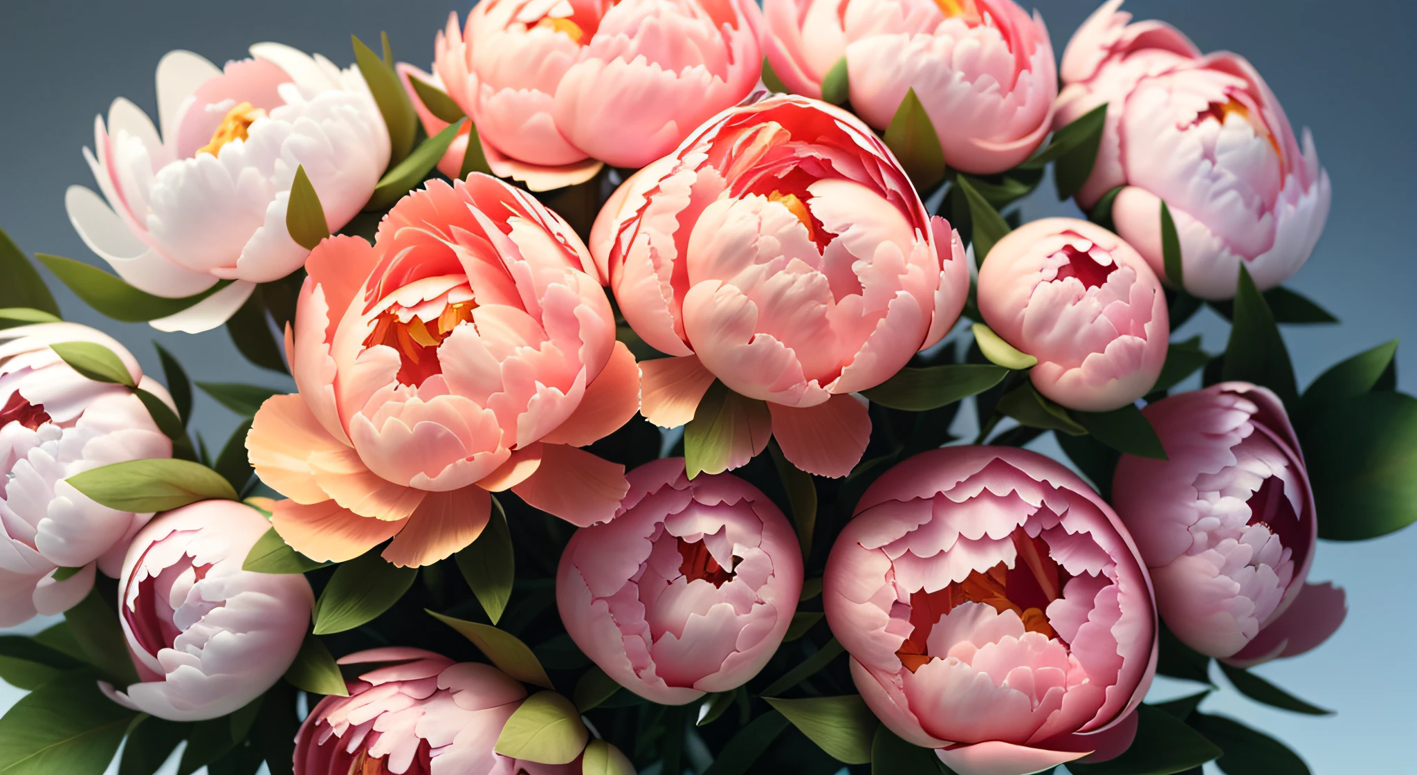 ((coral peonies close up)), soft, pastel, (extremely detailed, unity 8k,masterpiece, best quality, ultra-detailed),(best illumination, best shadow, an extremely delicate and beautiful), extra, real photo, PSD, lamp film photography, sharp focus, contrast lighting, high resolution 8k, realistic, professional photography, 8k UHD, SLR camera, soft lighting, high quality