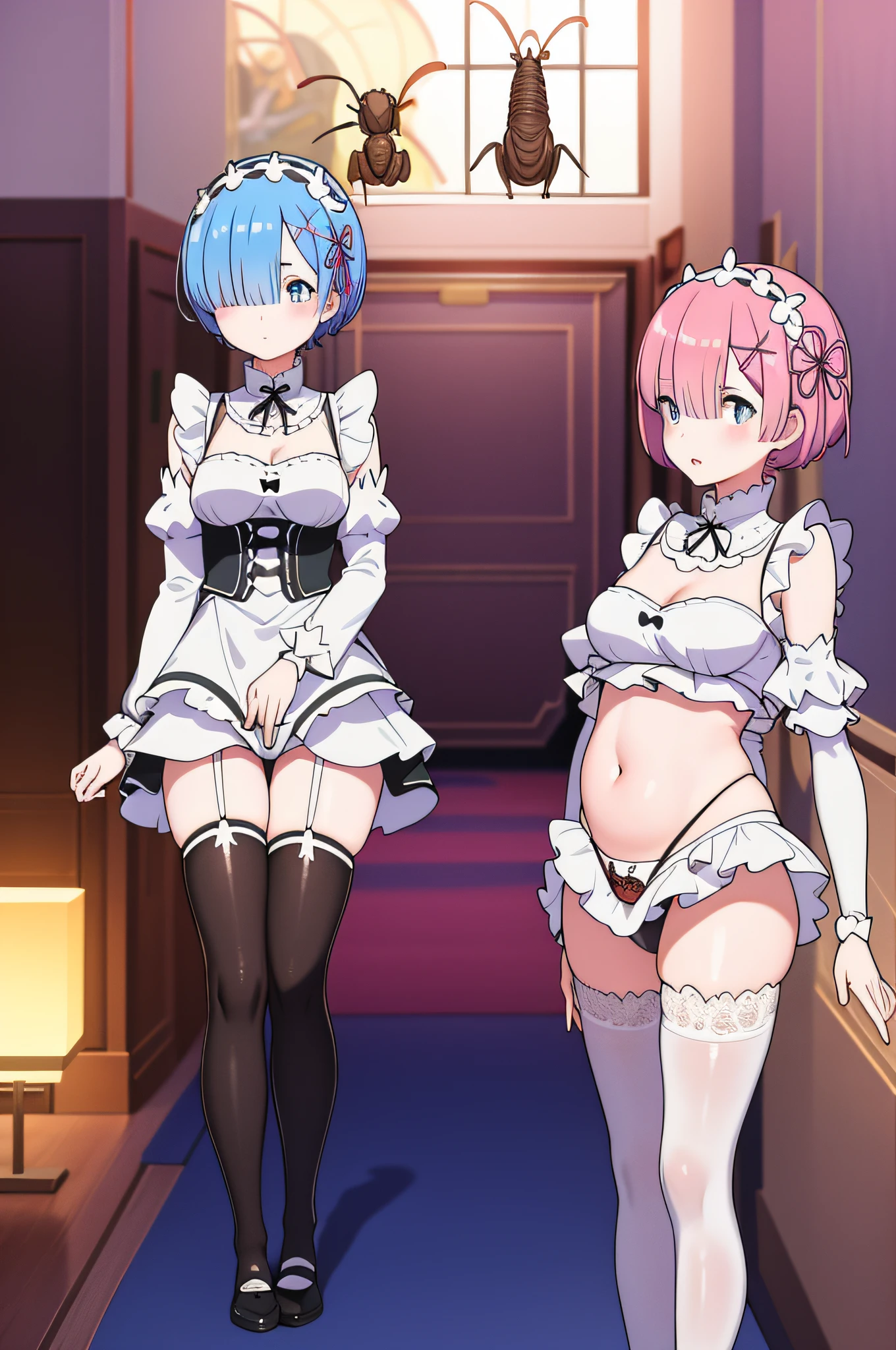 rem
1girl, watch the viewer, masterpiece, top quality, {{}}, nsfw, {{ Cockroaches are overflowing from the womb}, {{{Many cockroaches are trying to enter the womb}, {white panties}}}, navel, {{womb}, {womb}, {{legs open}, {crotch open}, womb is a paradise for cockroaches, womb is the home of cockroaches, womb is the home of cockroaches