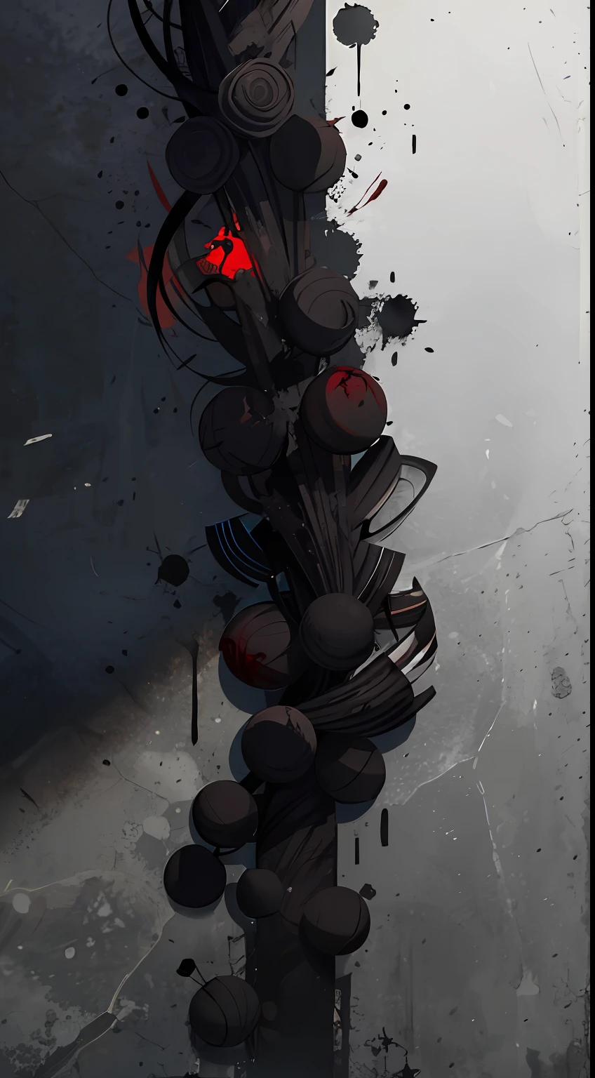 It was a long strip of black shadow, tattered and tattered, like cloth, with a red texture on it, eyes. It was dark, weird, mysterious, terrifying.