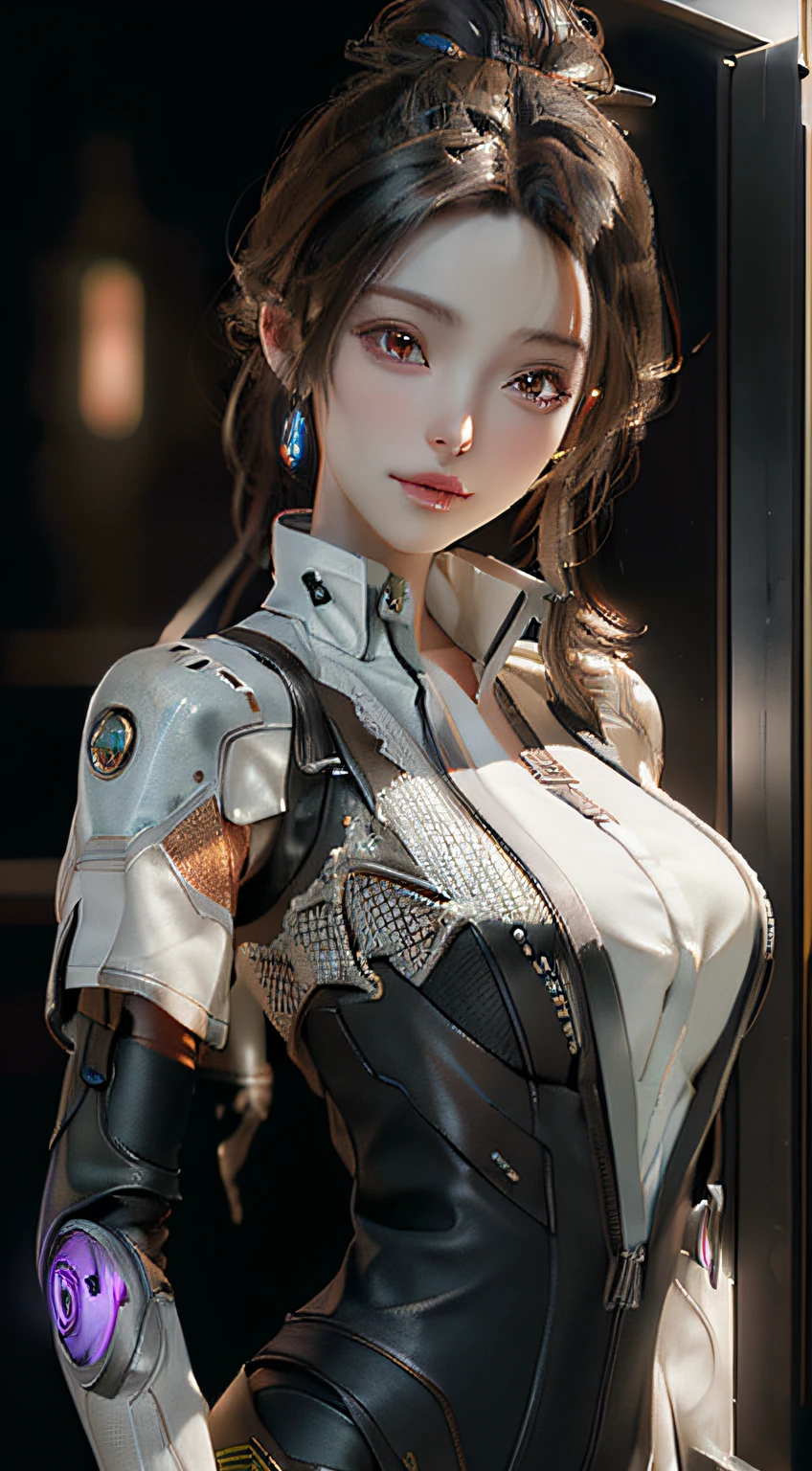 ((Best quality)), ((masterpiece)), (detailed:1.4), 3D, an image of a beautiful cyberpunk female,HDR (High Dynamic Range),Ray Tracing,NVIDIA RTX,Super-Resolution,Unreal 5,Subsurface scattering,PBR Texturing,Post-processing,Anisotropic Filtering,Depth-of-field,Maximum clarity and sharpness,Multi-layered textures,Albedo and Specular maps,Surface shading,Accurate simulation of light-material interaction,Perfect proportions,Octane Render,Two-tone lighting,Wide aperture,Low ISO,White balance,Rule of thirds,8K RAW,
