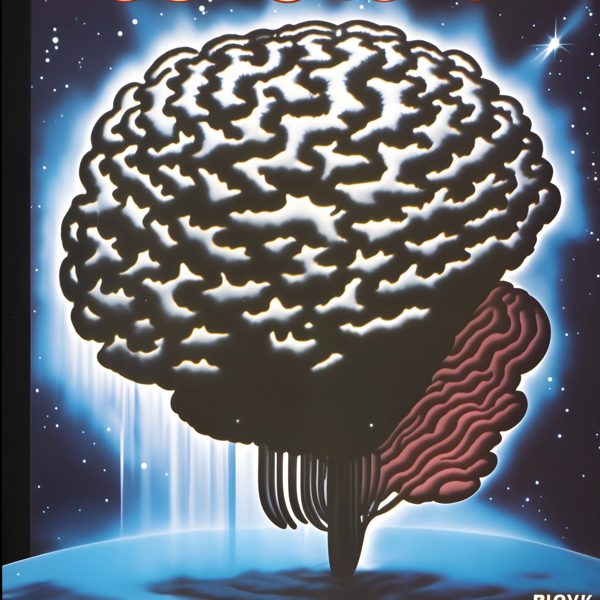 Black brain, black background, for ebook cover