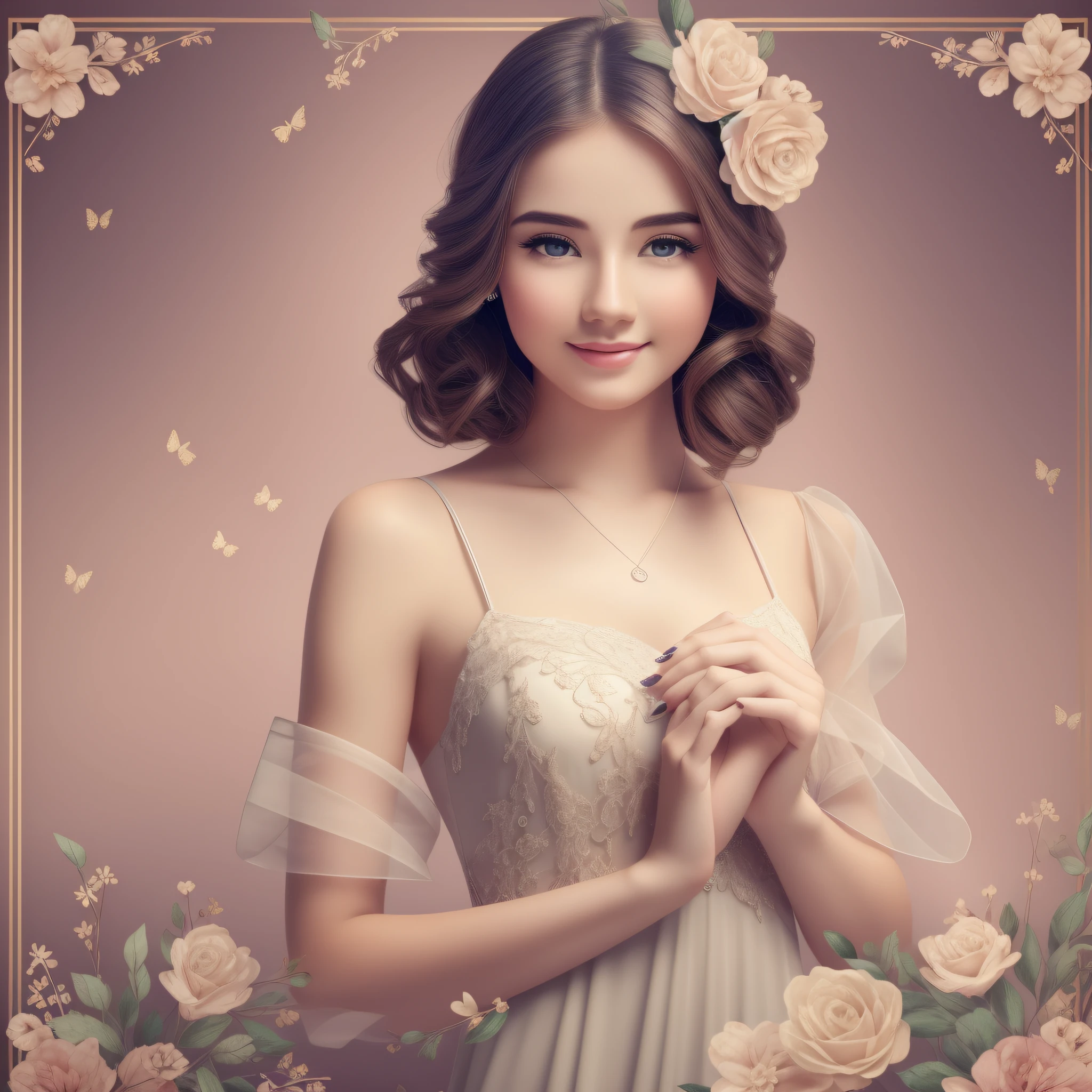 Very cute woman, 20s, hands together saying thank you, beautiful background, upper body, 8K, dynamic wallpaper, very delicate, very detailed --auto --s2