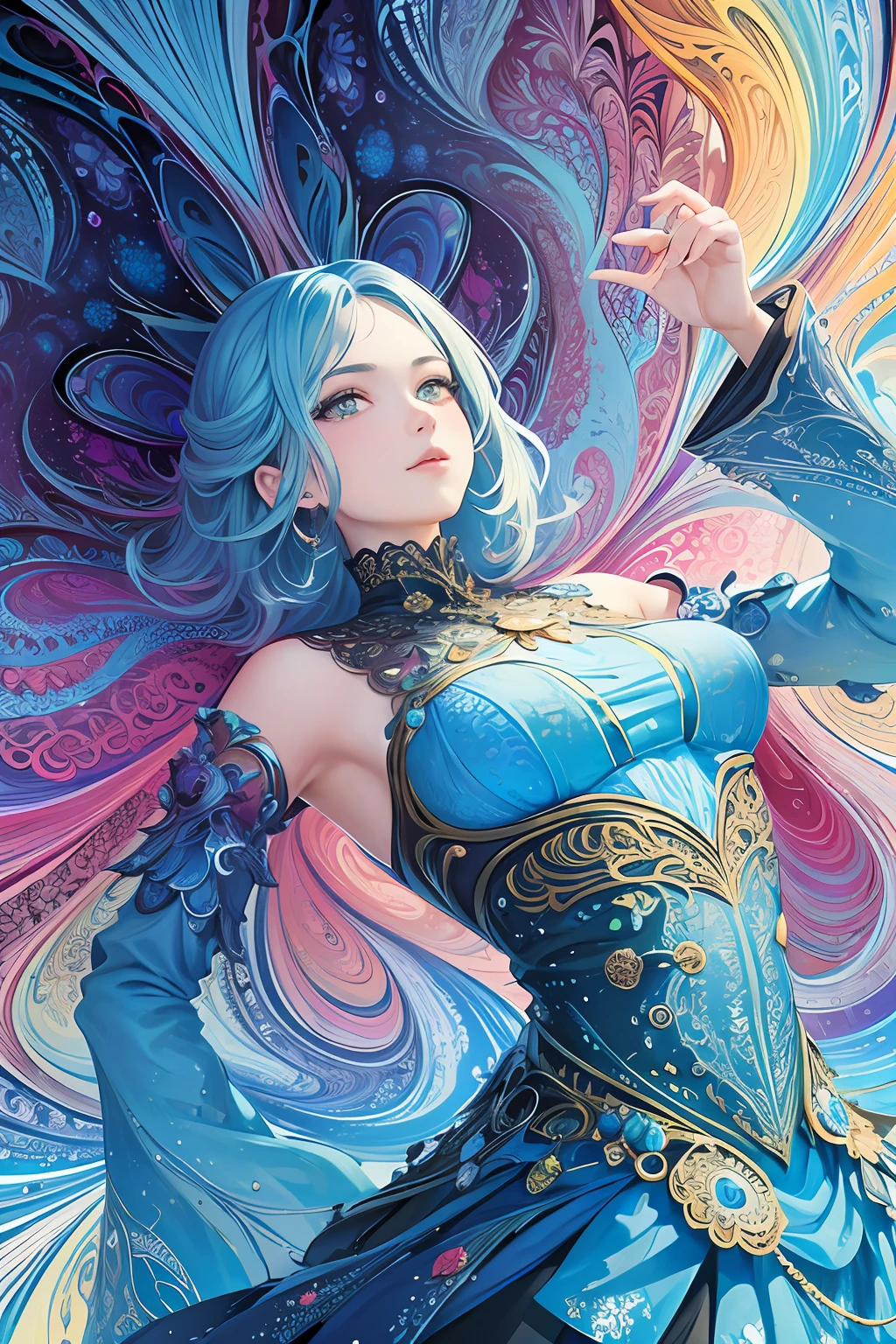 (masterpiece, top quality, best quality, official art, beautiful and aesthetic:1.2), (1girl), extreme detailed,(fractal art:1.3),colorful,highest detailed