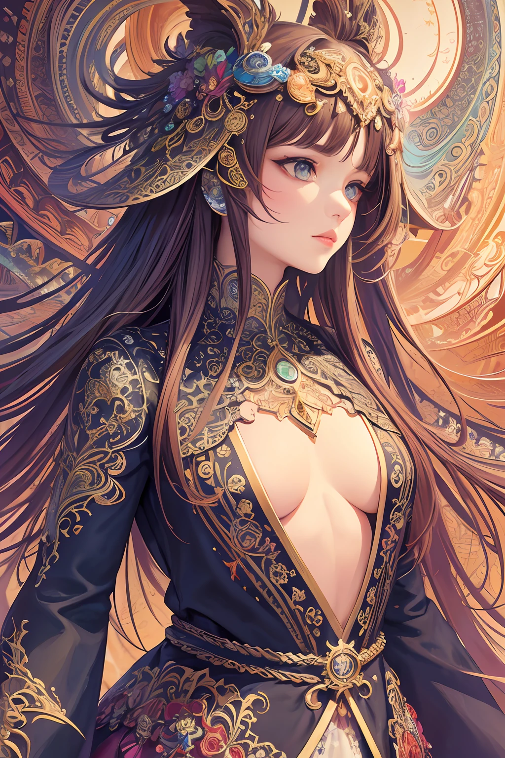 (masterpiece, top quality, best quality, official art, beautiful and aesthetic:1.2), (1girl), extreme detailed,(fractal art:1.3),colorful,highest detailed