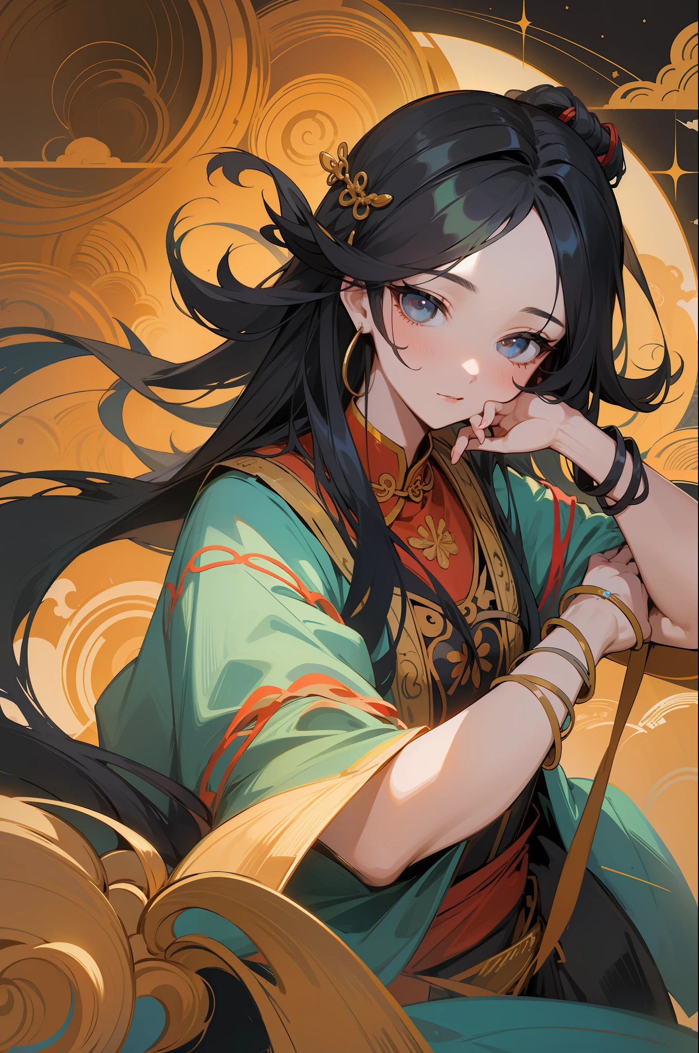 black hair, 1 guy, beautiful face, beautiful eyes, long_hair, solo, jewelry, ancient art, chinese, BREAK, wosile, wosile, wosile, wosile, wosile, wosile, wosile, action