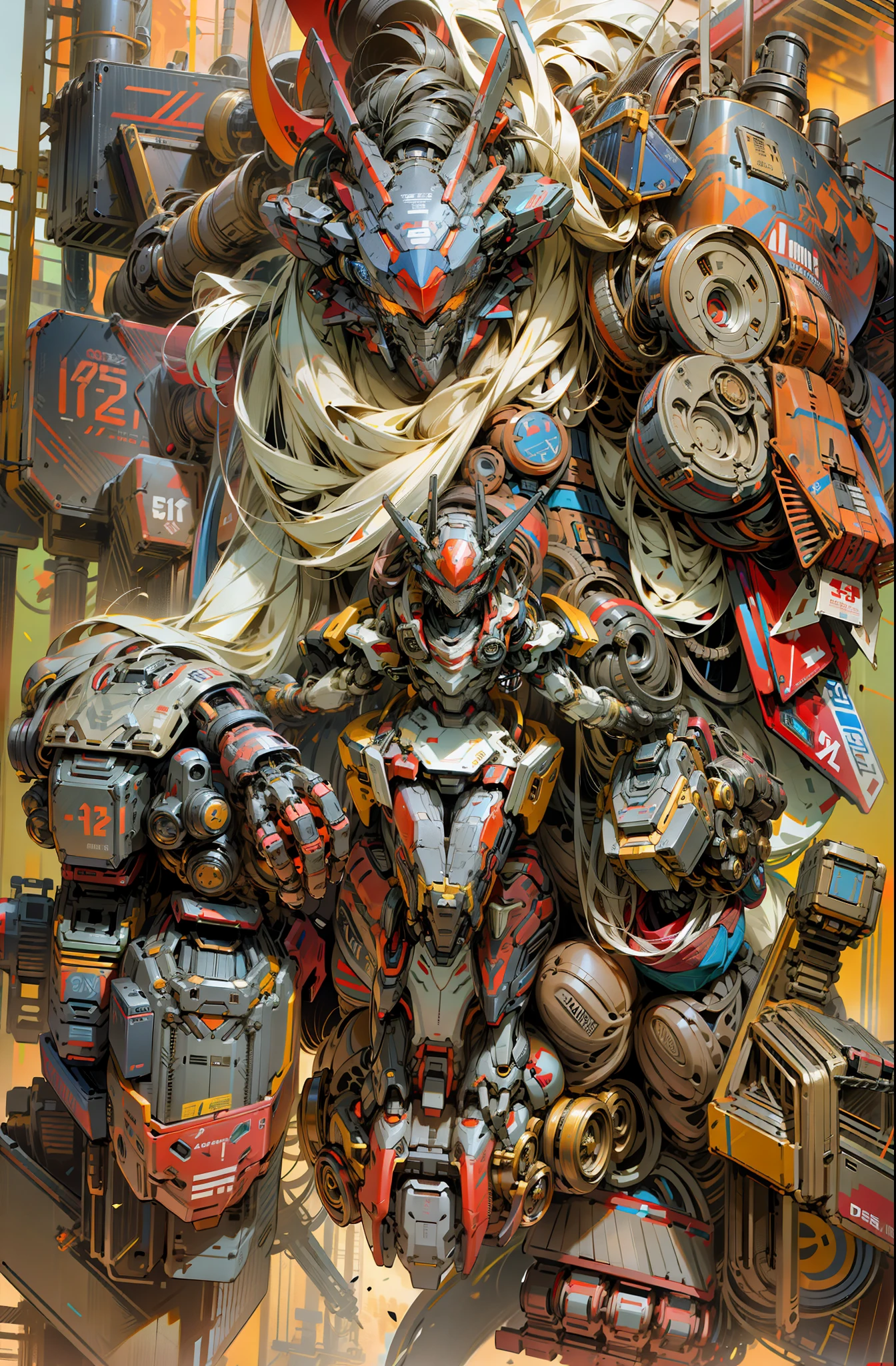 Robot, Epic Machine, Red Livery, Machine Structure, Complex, Real, Humanoid Mech, Roland Ziervinskis 3d Render Art, Polycount Contest Winner, Mecha, 3D Render Stylized, Black Background, Beautiful Robot Character Design, Mecha Portrait, Mecha, Tire, Transformer Style, Realism, Right Hands
