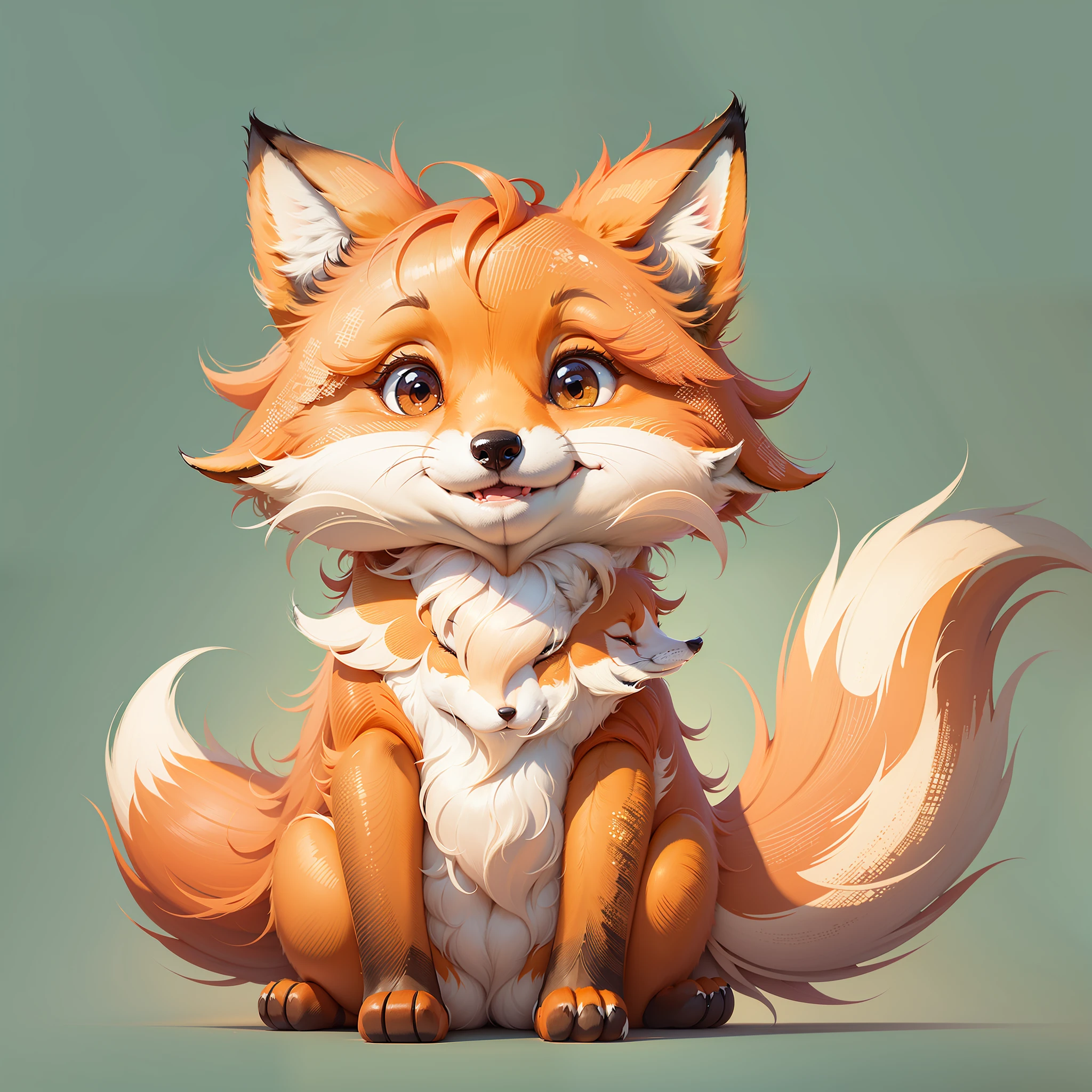 Make a logo in digital art of cute cartoon fox, cute fox smiling happily, cute fox looking up --auto --s2