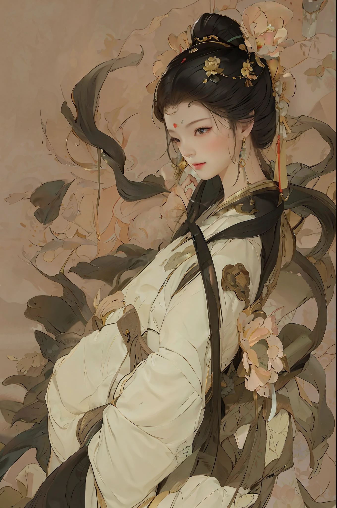 A girl, ancient Chinese costume, whole body, sunshine, clear face, clean white background, masterpiece, super detail, epic composition, ultra HD, high quality, extremely detailed, official art, uniform 8k wallpaper, super detail, 32k