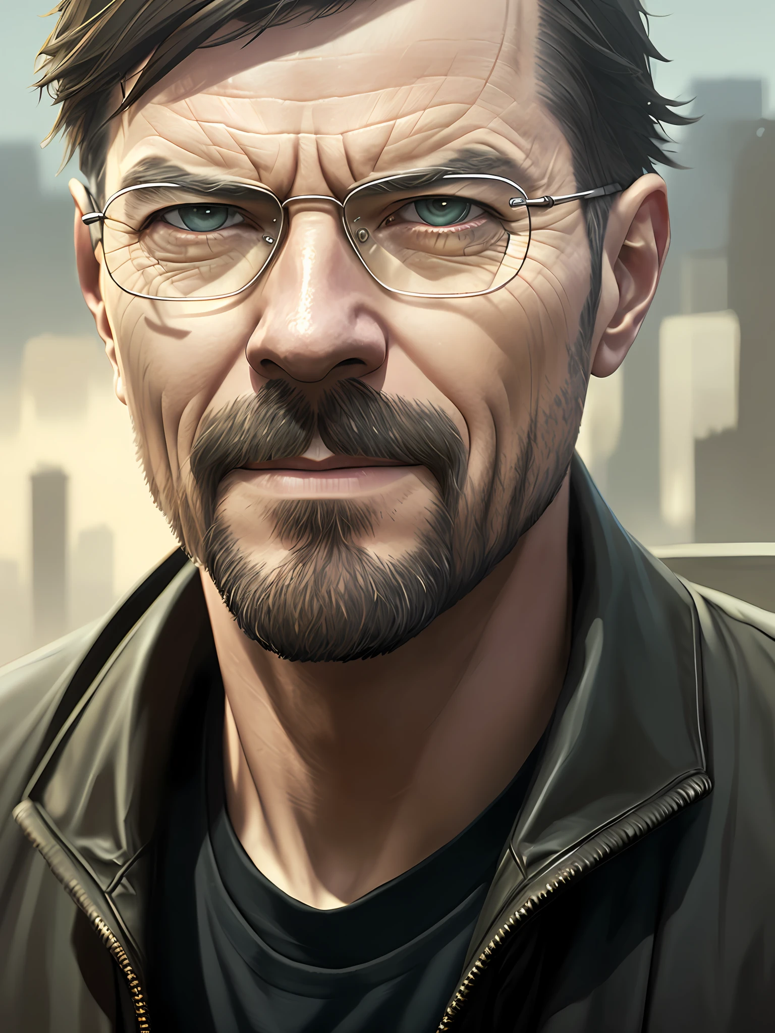 walter white, (muscle: 1.5), big eyes, (cheeky smile), gangsta street, cinematic angle, modelshoot style, (very detailed CG unity 8k wallpaper), the most beautiful artwork photo in the world, professional majestic oil painting Ed Blinkey, Atey Ghailan, Studio Ghibli, Jeremy Mann, Greg Manchess, Antonio Moro, trending on ArtStation, trending on CGSociety, intricate, high detail, sharp focus, dramatic, realistic painting art, by midjourney and Greg Rutkowski,