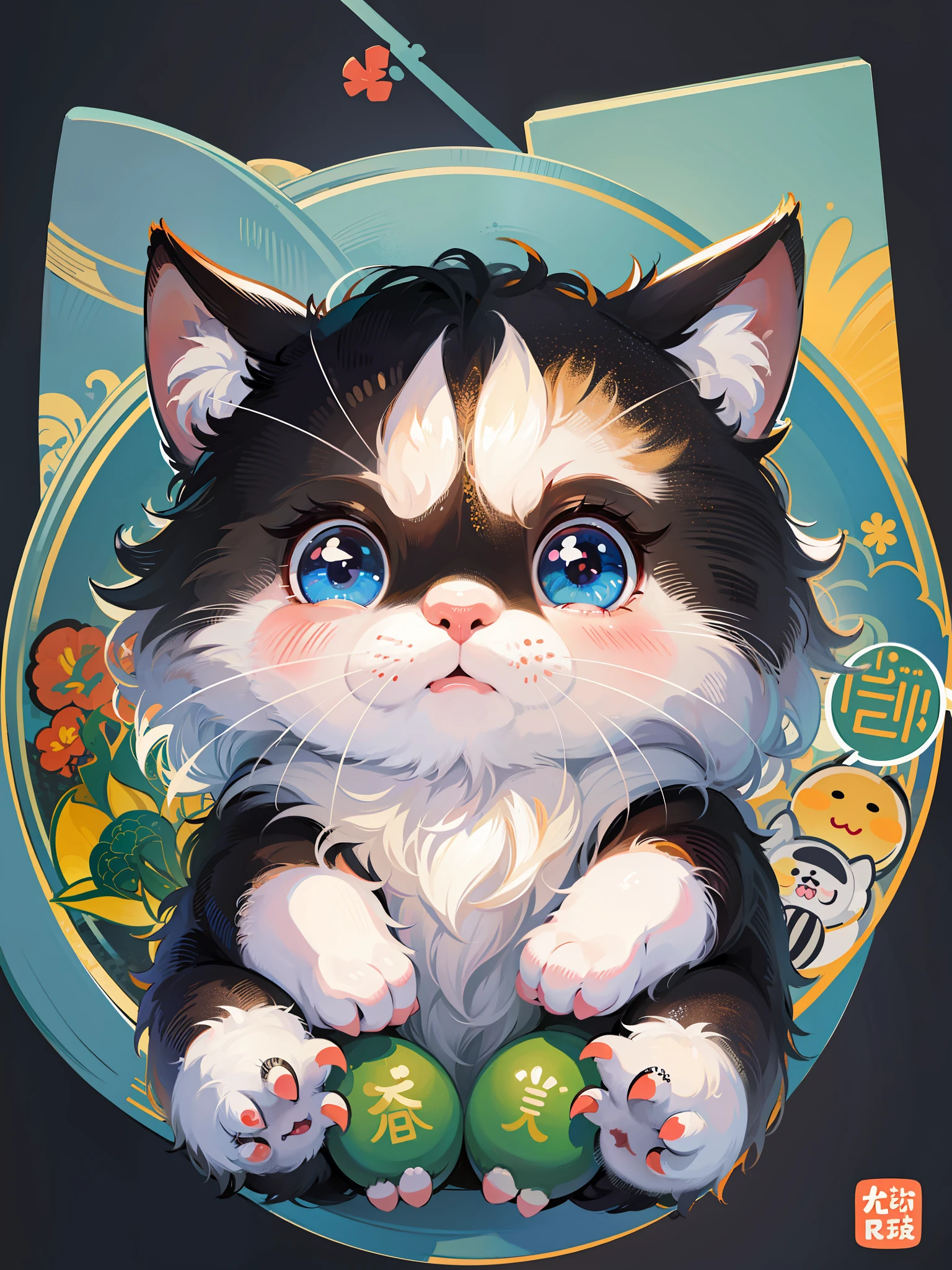 there are many different animals and words written in chinese, hand painted cartoon art style, art cover, kawaii cutest sticker ever, sticker illustration, by Shiba Kōkan, by Kōno Michisei, cute features, 中 元 节, by Gusukuma Seihō, stickers illustrations, cute characters