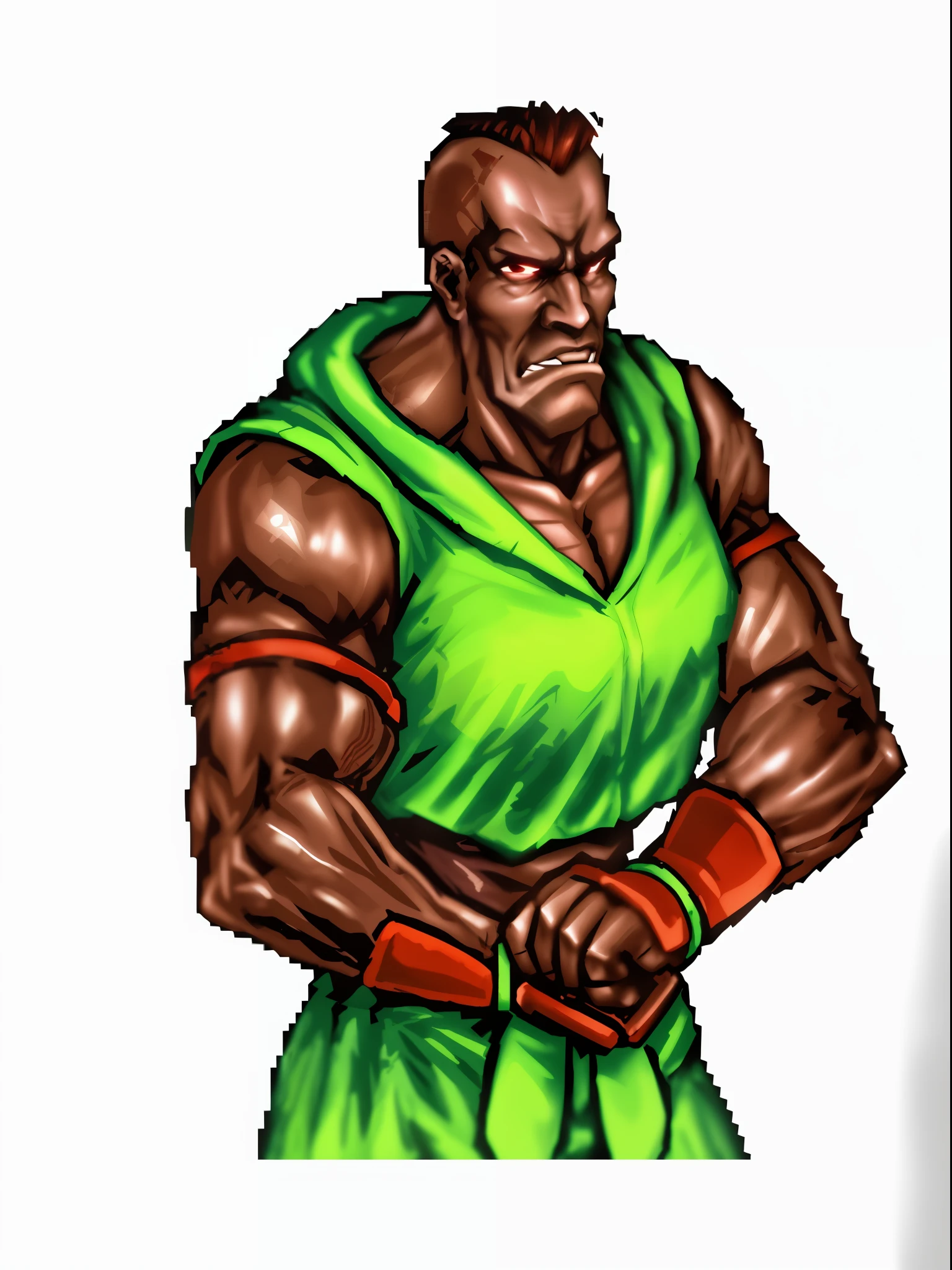 a cartoon image of a man in a green shirt and red gloves, balrog, doom guy resembling samus, fighting game character, doom guy, green doom guy, goro, goro from mortal kombat, balrog concept art, doomguy, heavy looking, muscled humanoid balrog demon, menacing pose, buff man, character from king of fighters