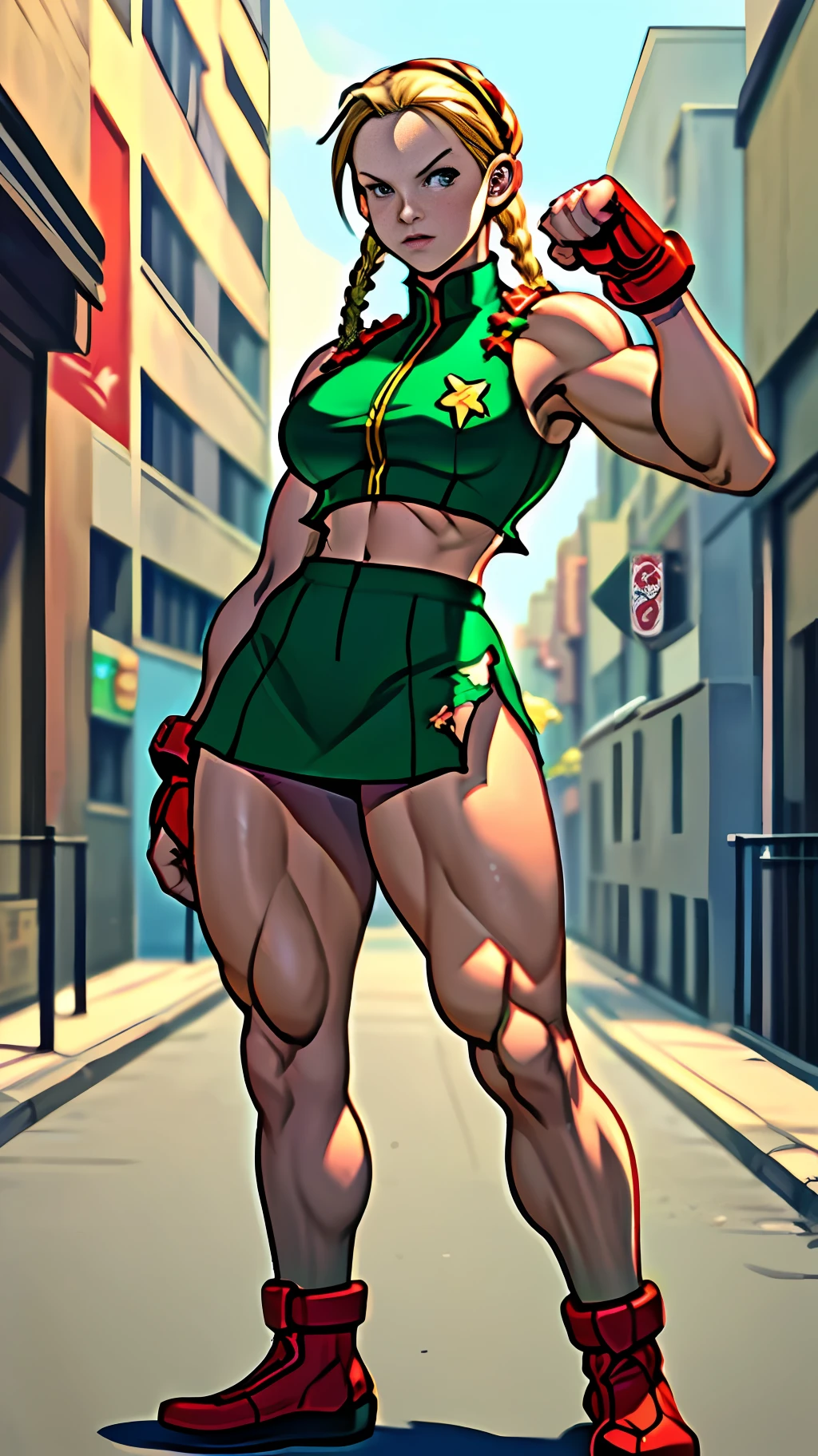 Street Fighter 6 2023, Street Fighter 6 Cammy, Fighting Pose, Sexy Outfit, Torn Outfit, Cropped Outfit, Street Fighter 6 Cammy Outfit2, Big Breasts