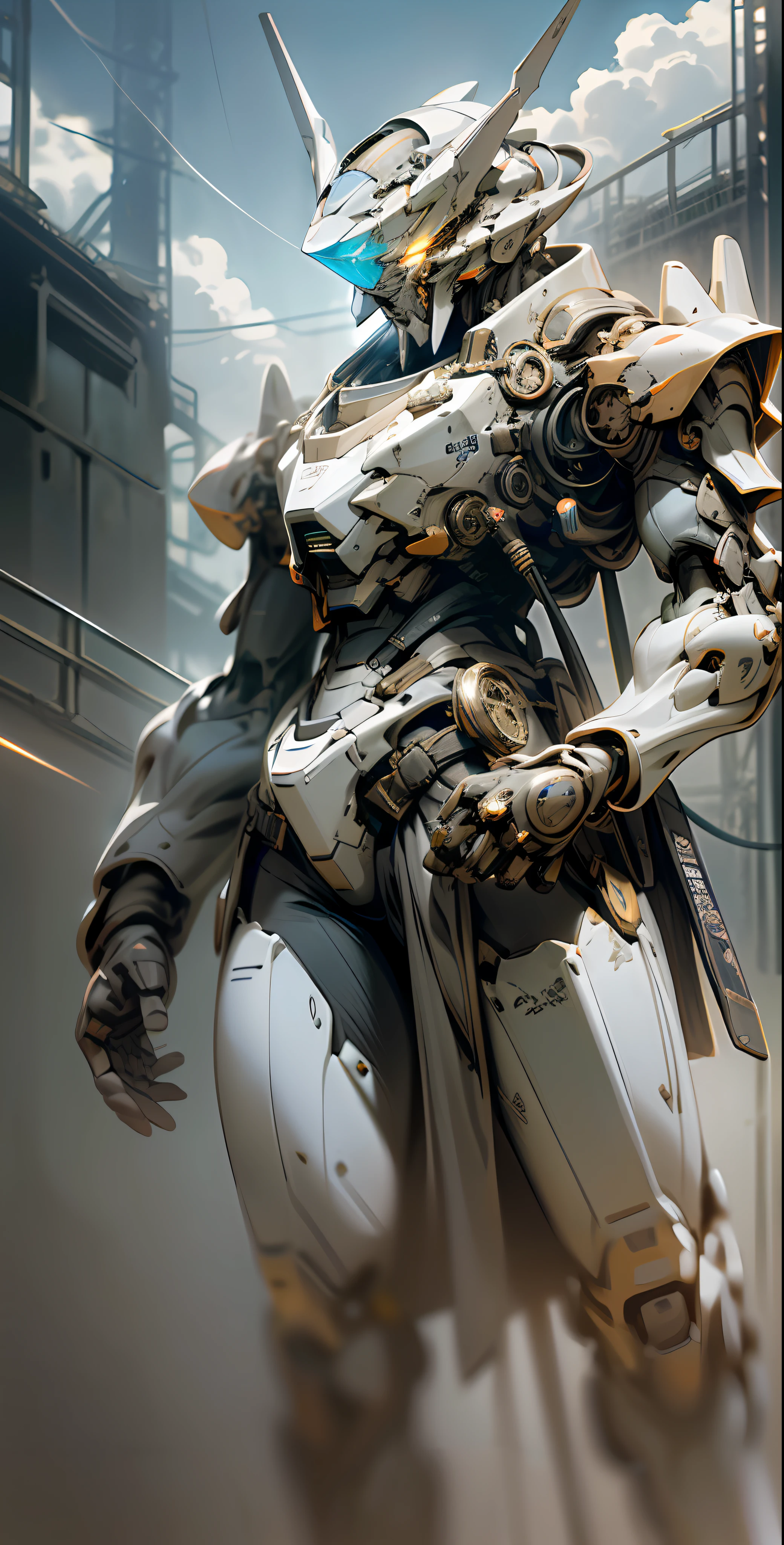 ((Best quality)), ((masterpiece)), (highly detailed:1.3),3D,night sky, moon, cloud, holding_weapon, no humans, glowing, robot, building, glowing_eyes, mecha, science_fiction, city, realistic,mecha,(High detail)), flaming armor, sword,HDR (High Dynamic Range),Ray Tracing,NVIDIA RTX,Super-Resolution,Unreal 5,Subsurface scattering,PBR Texturing,Post-processing,Anisotropic Filtering,Depth-of-field,Maximum clarity and sharpness,Multi-layered textures,Surface shading,Accurate simulation of light-material interaction,Perfect proportions,Octane Render,Two-tone lighting,Low ISO,White balance,Rule of thirds,Wide aperature,8K RAW,Efficient Sub-Pixel,sub-pixel convolution,luminescent particles,