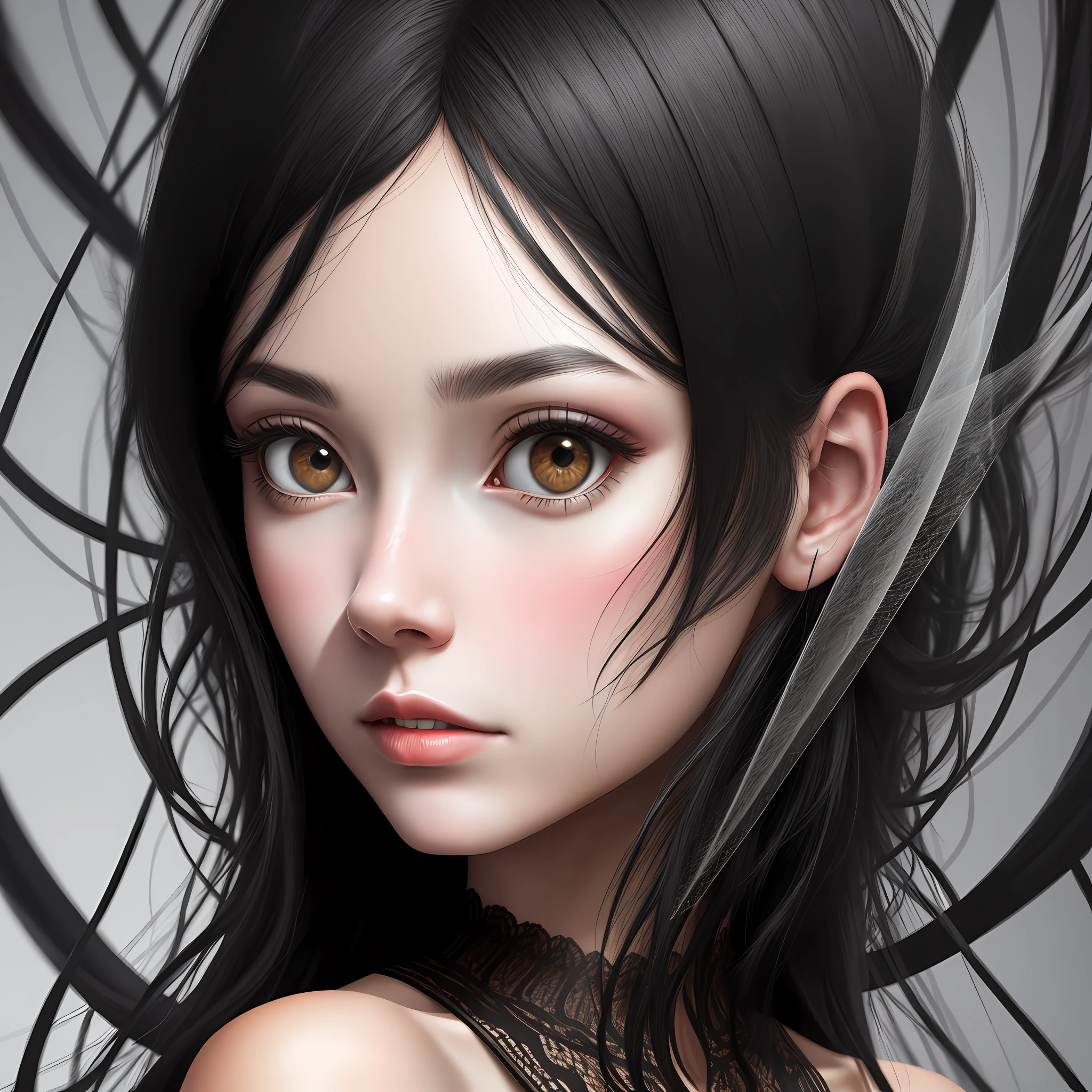 black hair, Surrealism, 8k, super detail