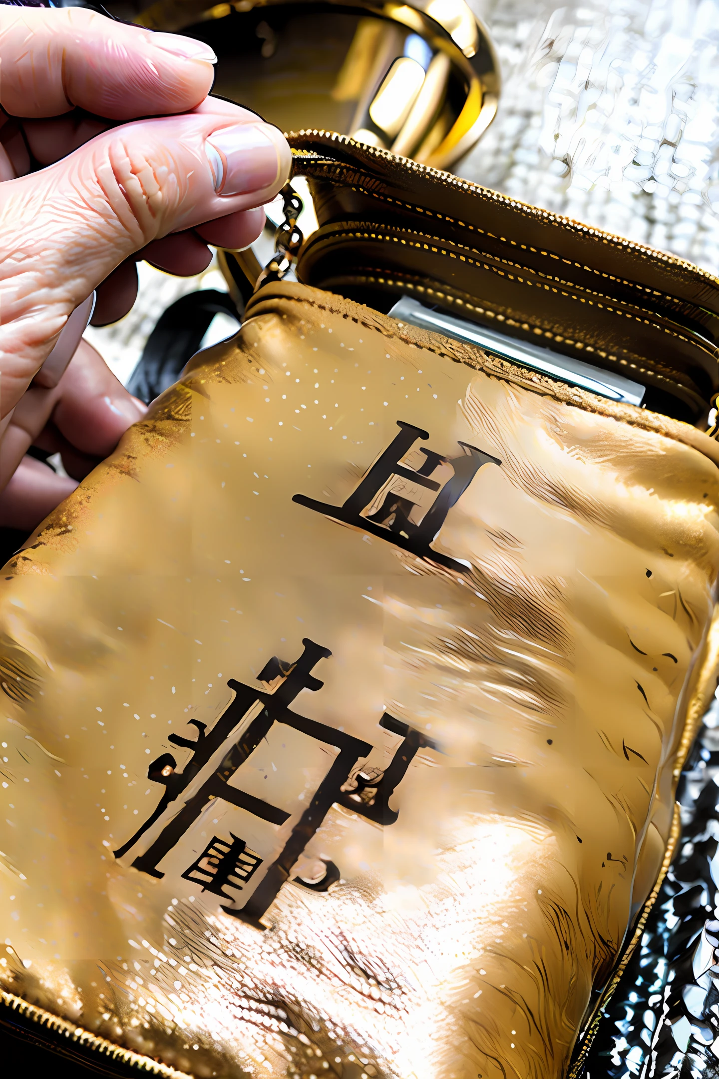 A small pouch product with Yiqingkang written on a gold package