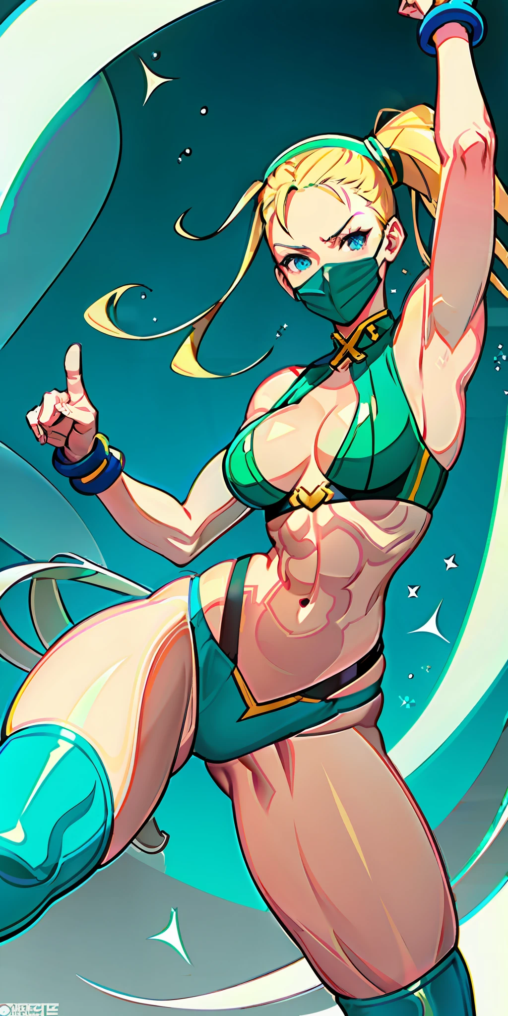Street Fighter 6 2023, Street Fighter 6 Cammy, fight pose, sexy outfit, ripped outfit, cropped outfit, Street Fighter 6 Cammy Outfit2, big breasts