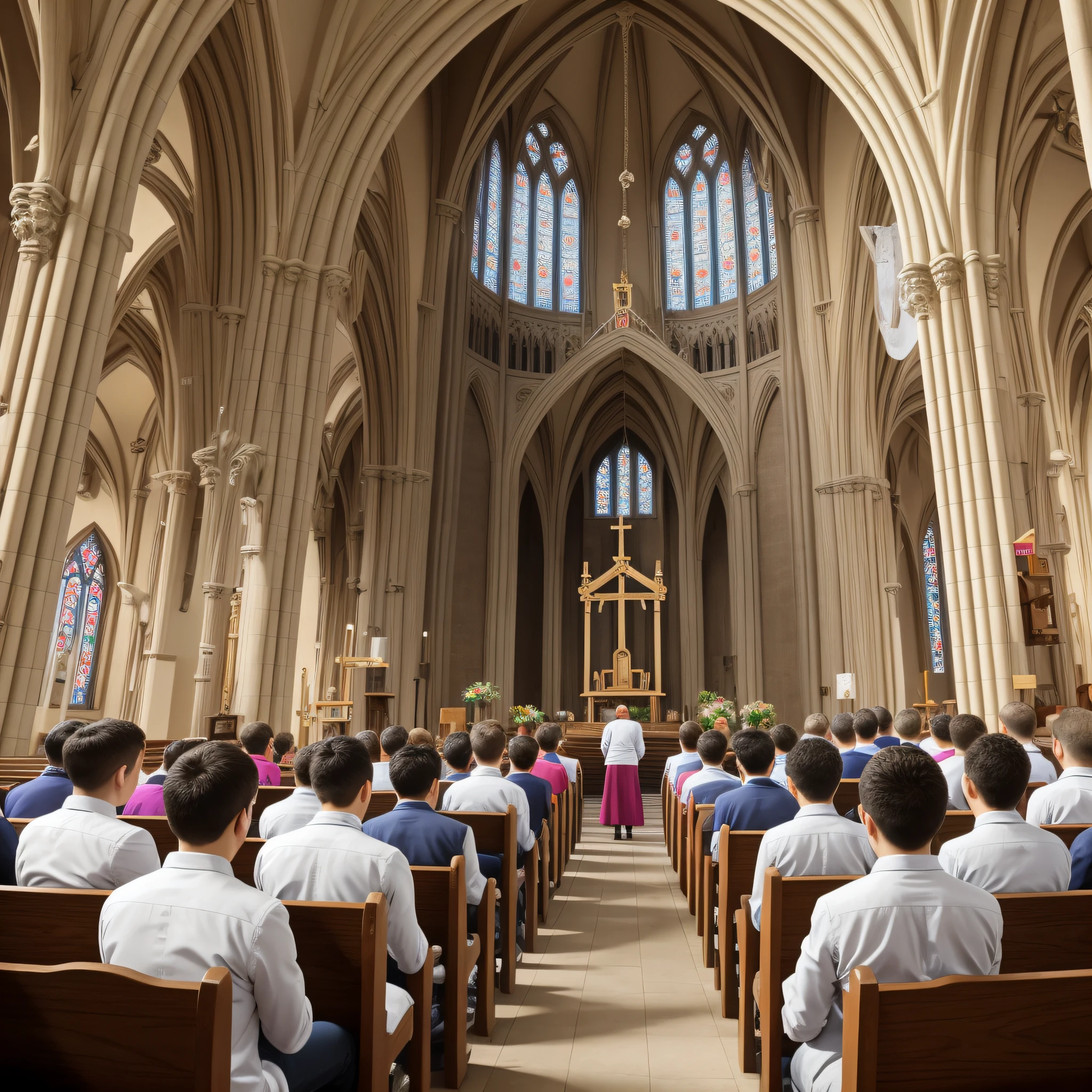 people singing and praying in the church