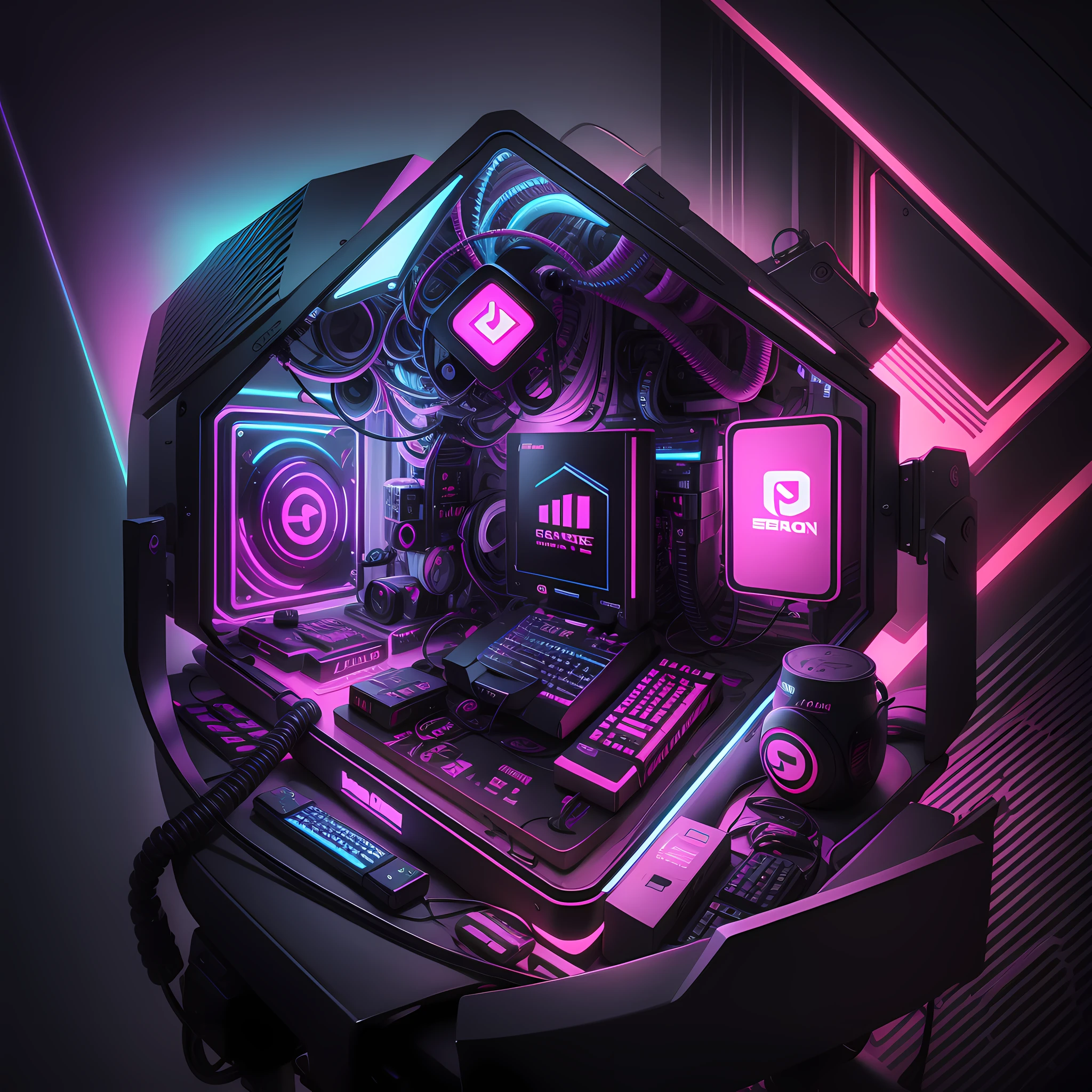 Logo, gamer, colorful, neon, pc, games