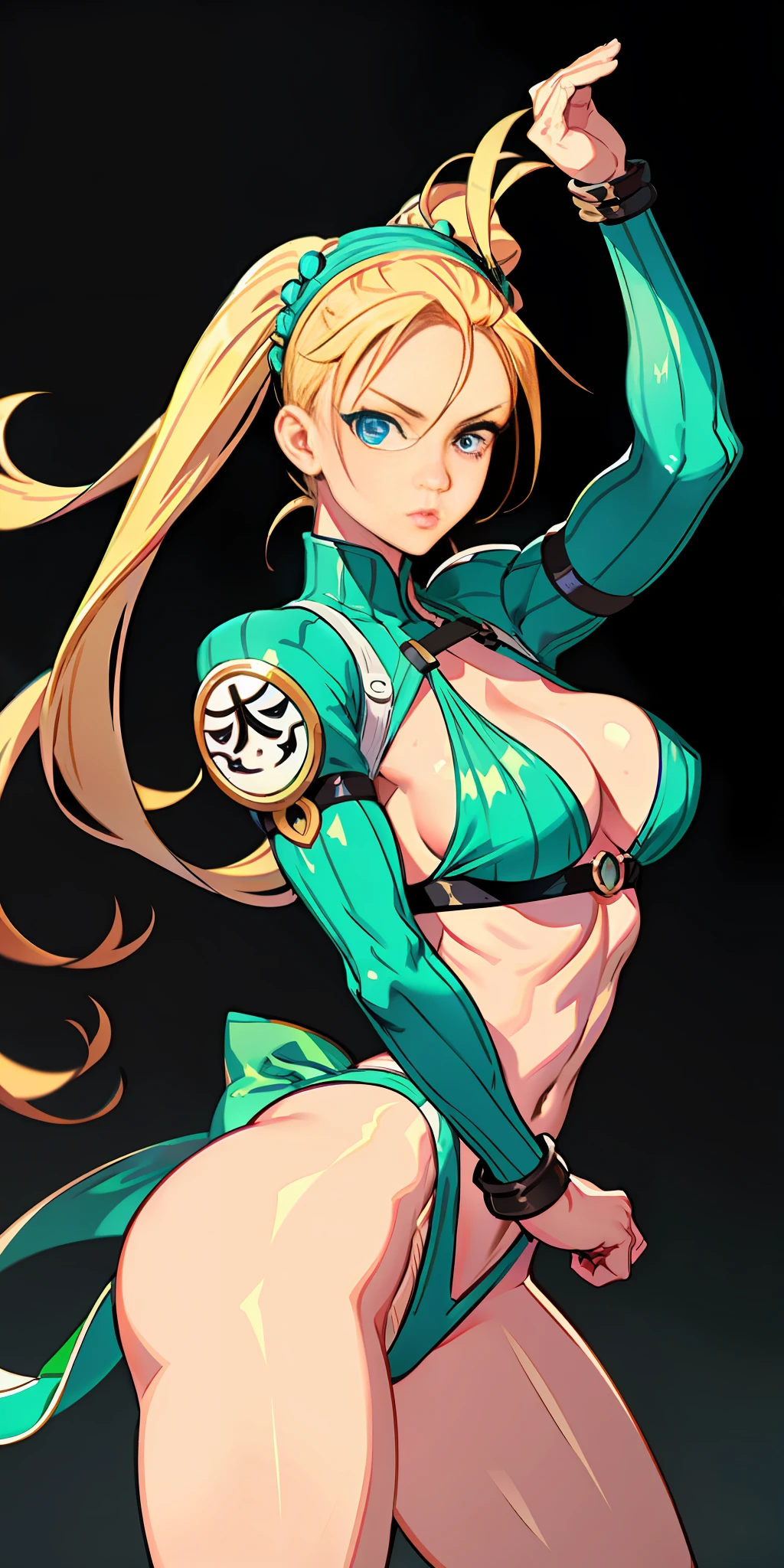Street Fighter 6 2023, Street Fighter 6 Cammy, fight pose, sexy outfit, ripped outfit, cropped outfit, Street Fighter 6 Cammy Outfit2, big breasts