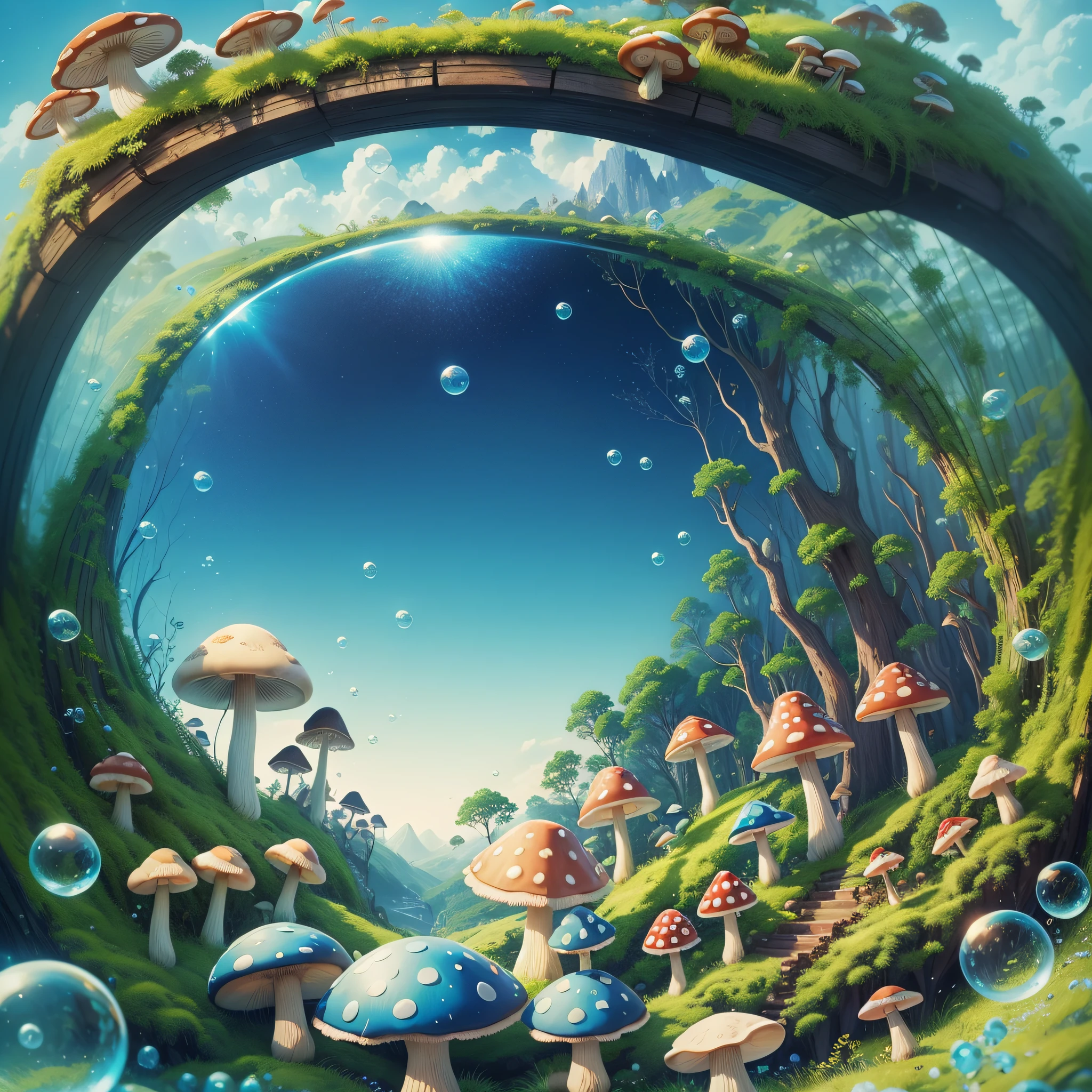 world like movie avatar with the full scenery of mushrooms and bubbles --auto --s2