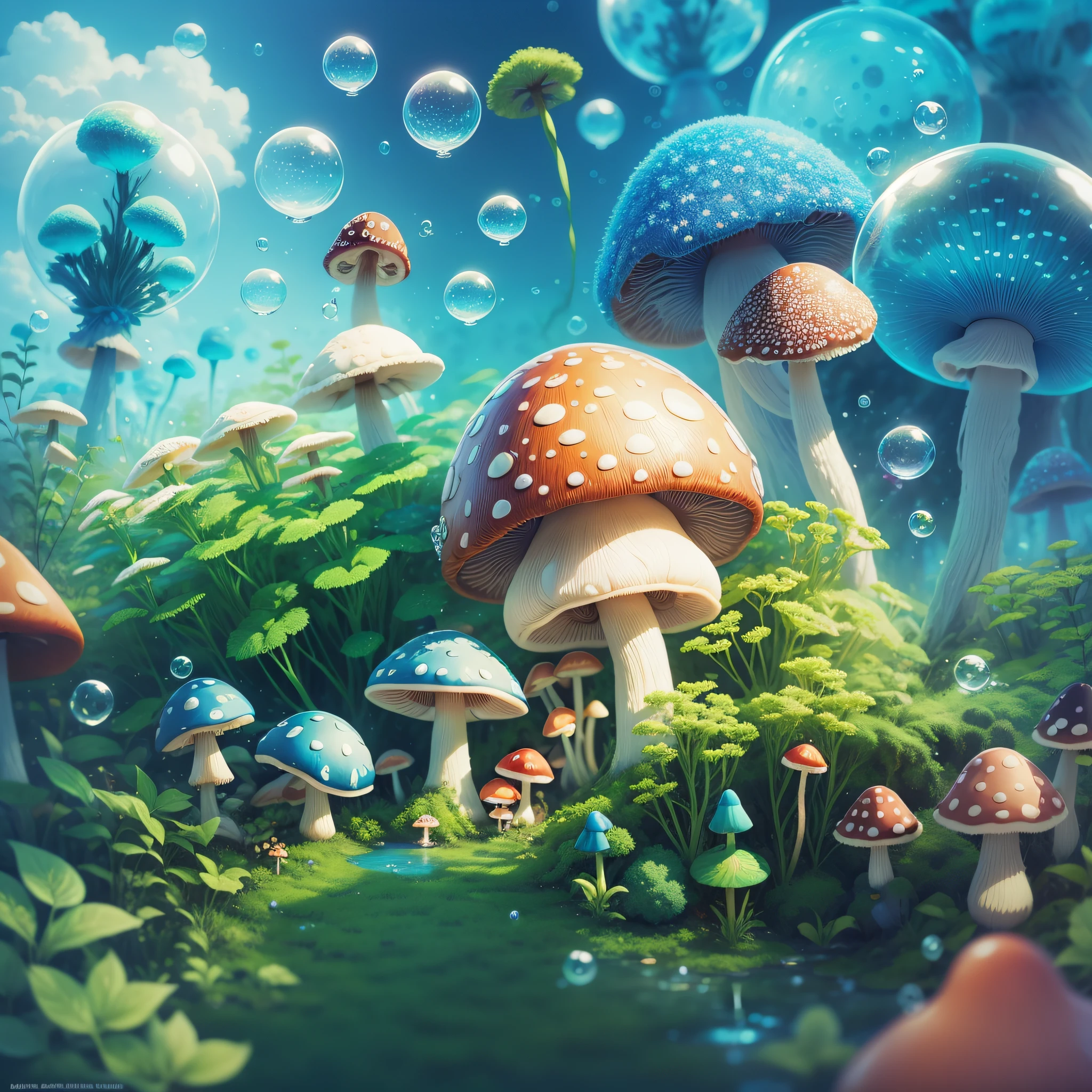 world like movie avatar with the full scenery of mushrooms and bubbles --auto --s2