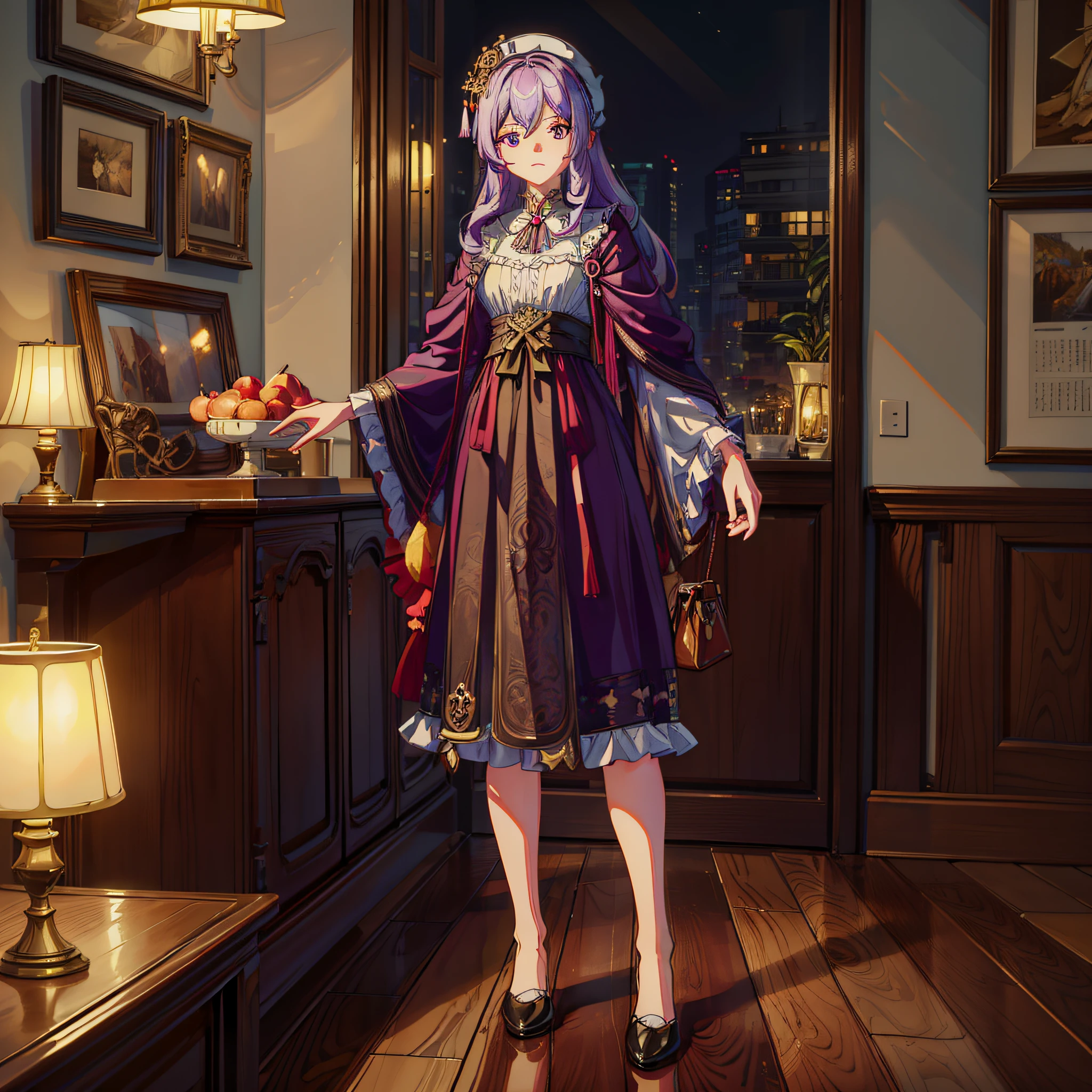 (masterpiece, super detail, high detail, best quality, 8k, living room, home lighting), drop, detected rotten apple 5 pounds, worth 2.5 yuan, heard the price (women, purple long hair, casual clothes, high detail skin) took a sip, "It's really obscure, I mentioned 5 pounds of rotten apples, and said that it was imported apples, opened my mouth to find a house that asked for more than 3 million, this family is really superb?" "But don't dislike it, no matter how small the mosquito is, it is meat, and it is collected."