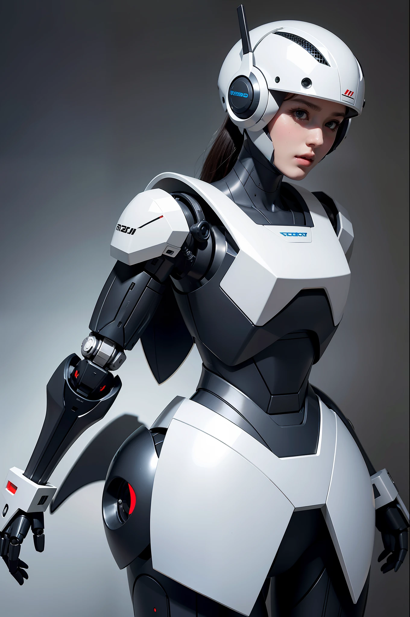 robot, robot joints, hardsurface, sci-fi_helmet, girl_face, concept_art