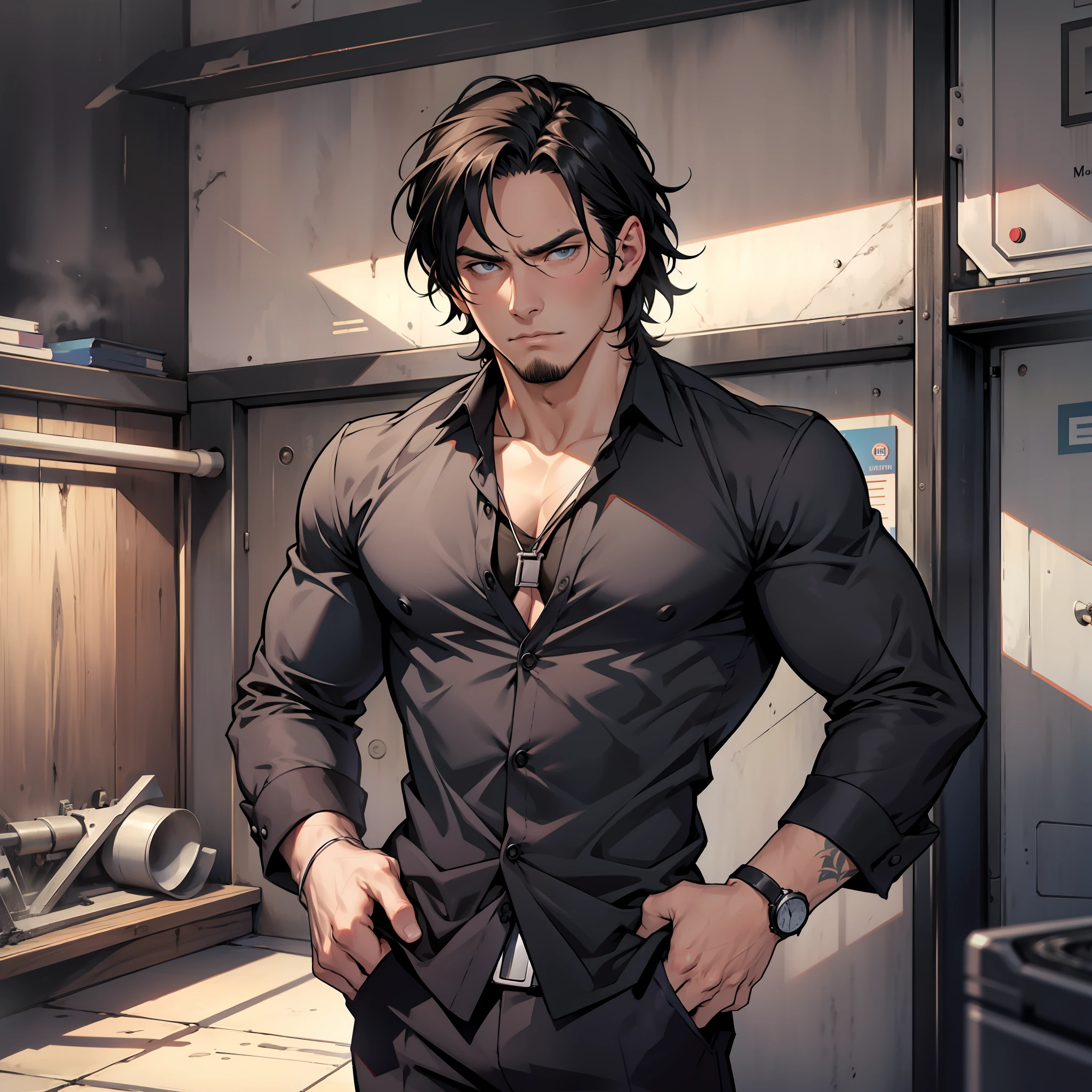 The man in black frowned