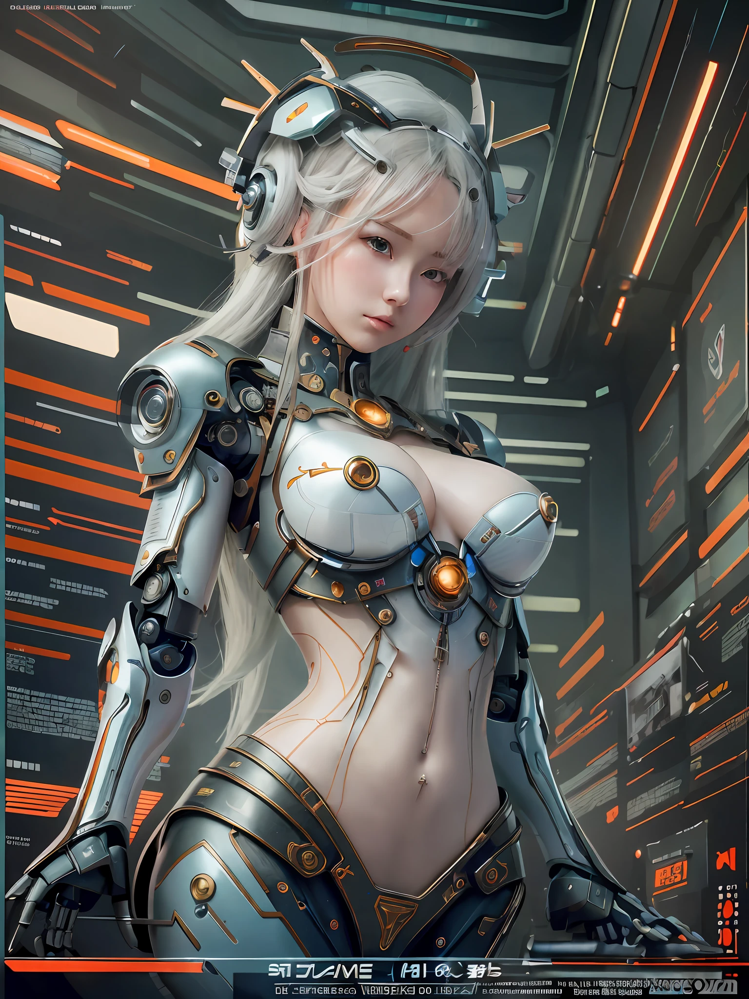 anime - style image of a woman in a futuristic suit with a futuristic helmet, beutiful white girl cyborg, cute cyborg girl, perfect android girl, perfect anime cyborg woman, cyborg - girl with silver hair, biomechanical oppai, beutiful girl cyborg, 4k highly detailed digital art, girl in mecha cyber armor, cyborg girl, cyberpunk anime girl mech
