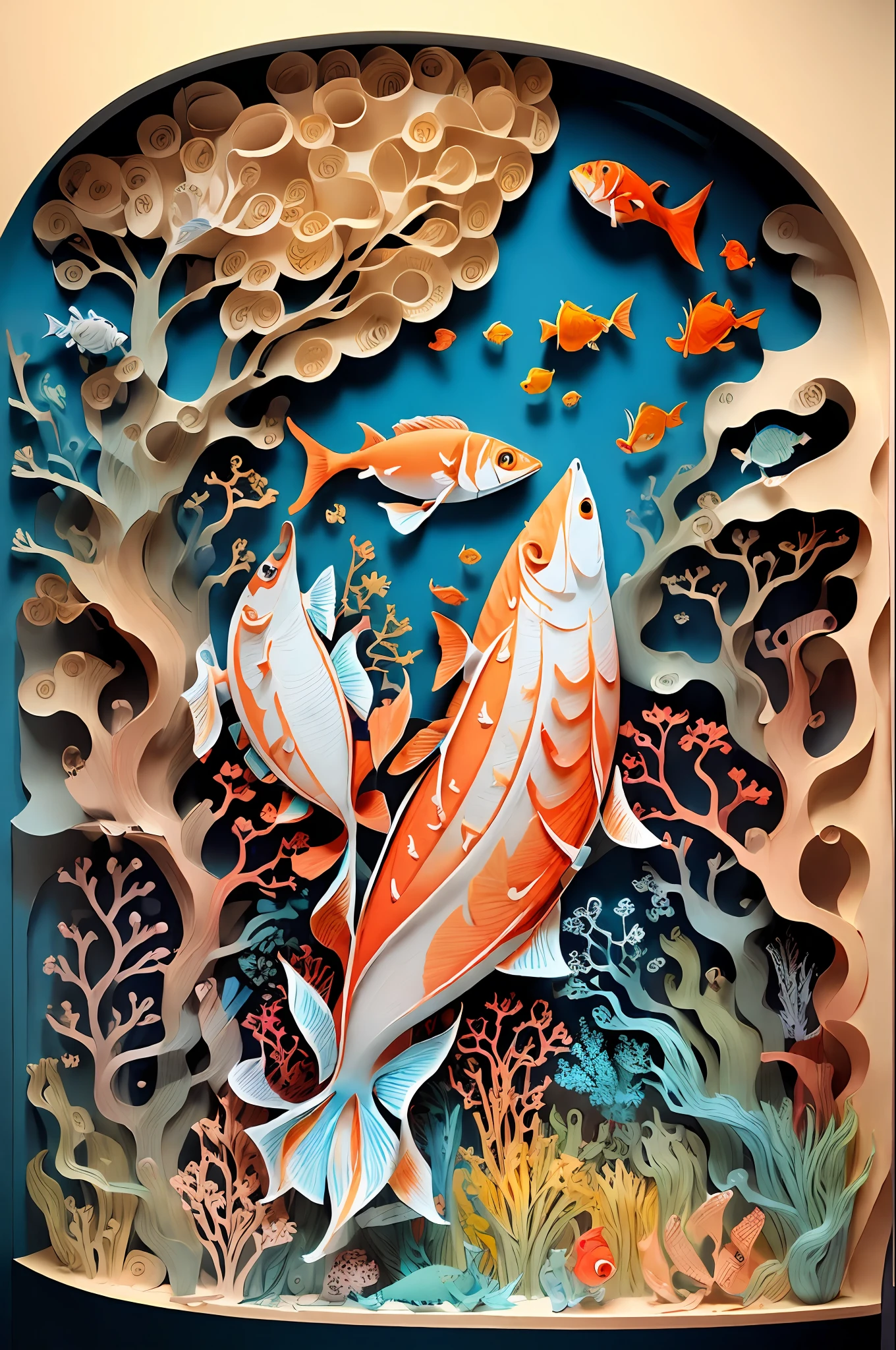 (((masterpiece))),bestquality,illustration,beautifuldetailedglow,
paper_cut, cat, underwear, (fish)