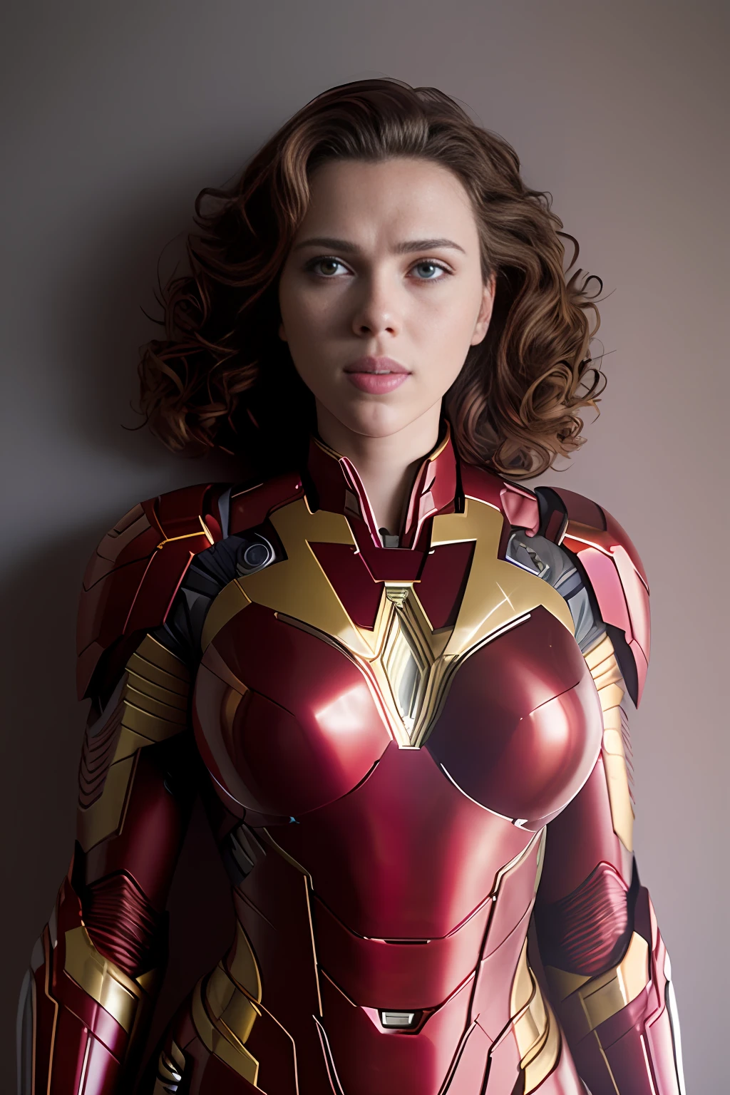 sexy woman Scarlett Johansson in cyberpunk, night, soft lighting, dynamic angle, realistic lighting, smiling, happy, Wonder Woman movie scene background, photo by Brooke DiDonato, (natural skin texture, hyperrealism, soft light, sharp: 1.2), (complex details: 1.12), hdr masterpiece, best quality, (highly detailed photo: 1.1), 8k, photorealistic, (SFW),