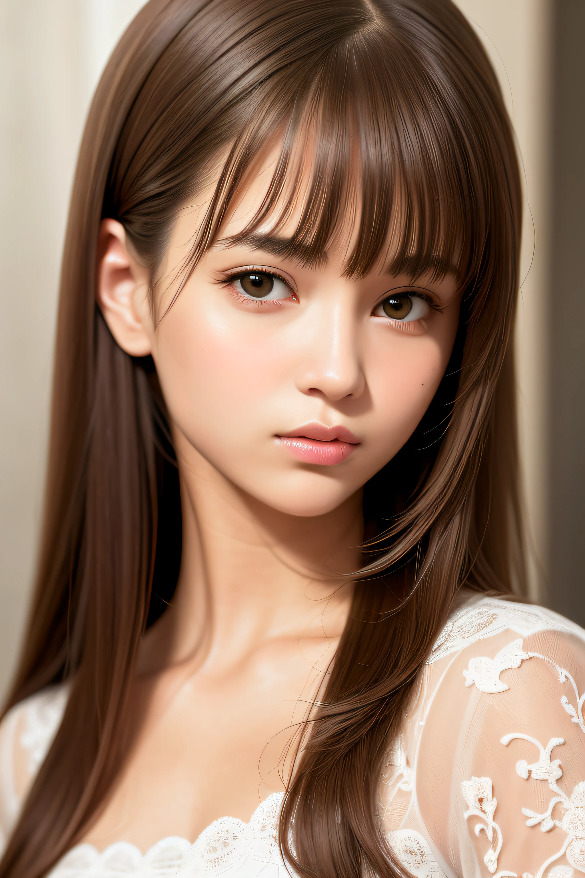 best quality, masterpiece, (realistic:1.2), 1 girl, brown hair, brown eyes,Front, detailed face, beautiful eyes