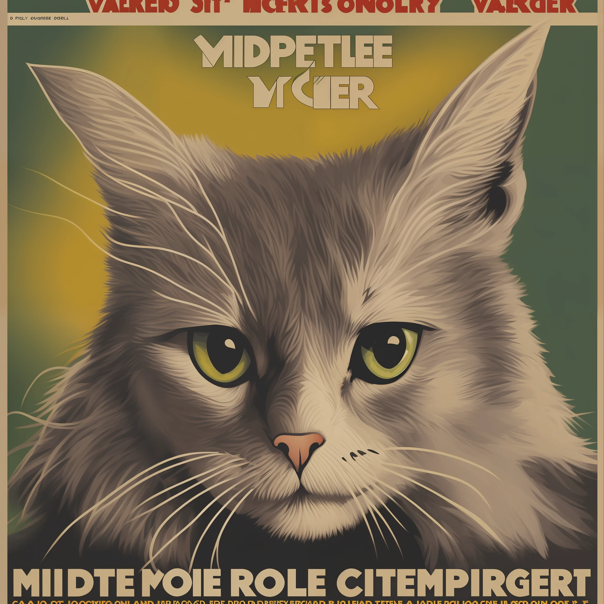 cat showing middle finger, off, vintage poster art