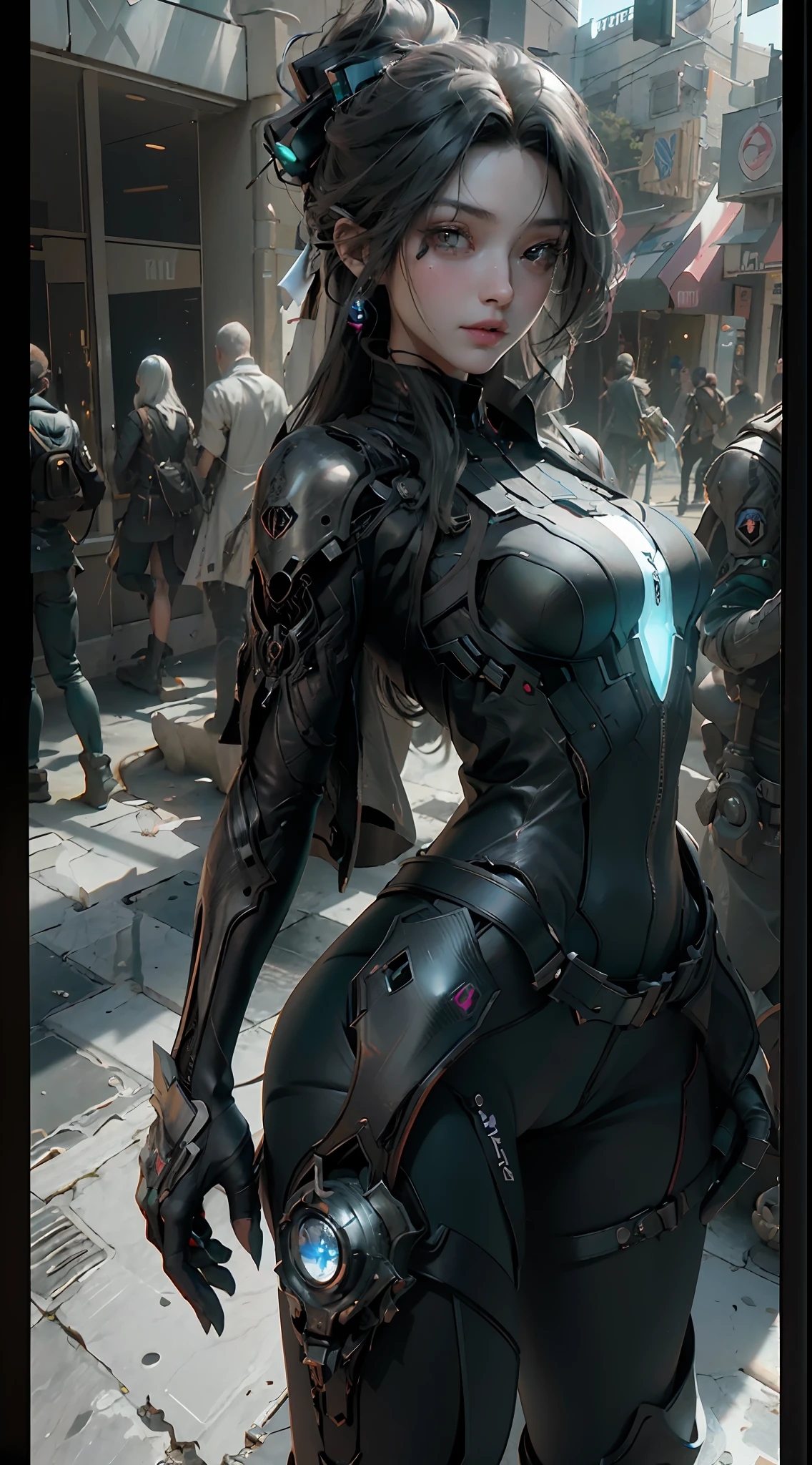 ((Best quality)), ((masterpiece)), (detailed:1.4), 3D, an image of a beautiful cyberpunk female,HDR (High Dynamic Range),Ray Tracing,NVIDIA RTX,Super-Resolution,Unreal 5,Subsurface scattering,PBR Texturing,Post-processing,Anisotropic Filtering,Depth-of-field,Maximum clarity and sharpness,Multi-layered textures,Albedo and Specular maps,Surface shading,Accurate simulation of light-material interaction,Perfect proportions,Octane Render,Two-tone lighting,Wide aperture,Low ISO,White balance,Rule of thirds,8K RAW,