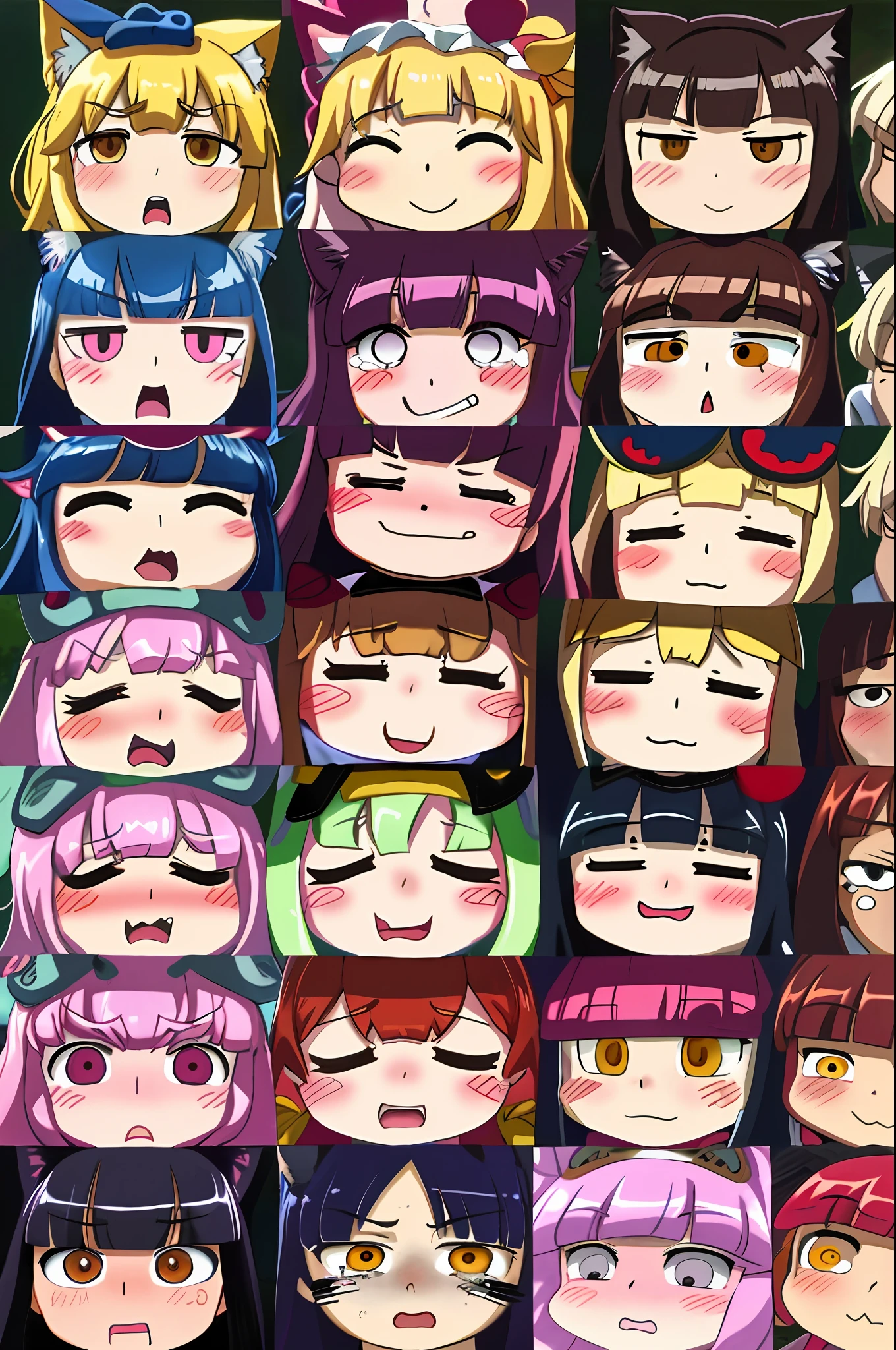 Close-up of cartoon cat with sad face, achegao, achegao face, crying Giga Chad, gapmoe yandere, golo - wolf girl, she has a cute expressive face, extremely emotional, crying and vomiting, so happy that her face hurts, yandere, tears streaming down her face, grimacing, completely sad and crying, loli, ahegao