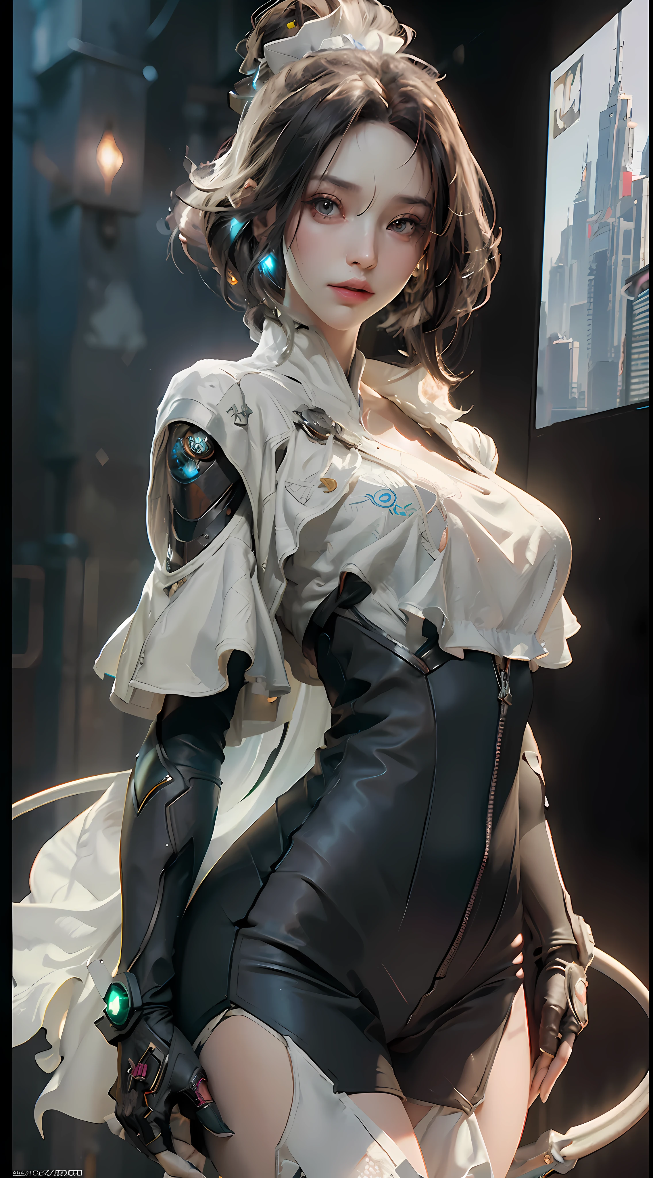 ((Best quality)), ((masterpiece)), (detailed:1.4), 3D, an image of a beautiful cyberpunk female,HDR (High Dynamic Range),Ray Tracing,NVIDIA RTX,Super-Resolution,Unreal 5,Subsurface scattering,PBR Texturing,Post-processing,Anisotropic Filtering,Depth-of-field,Maximum clarity and sharpness,Multi-layered textures,Albedo and Specular maps,Surface shading,Accurate simulation of light-material interaction,Perfect proportions,Octane Render,Two-tone lighting,Wide aperture,Low ISO,White balance,Rule of thirds,8K RAW,
