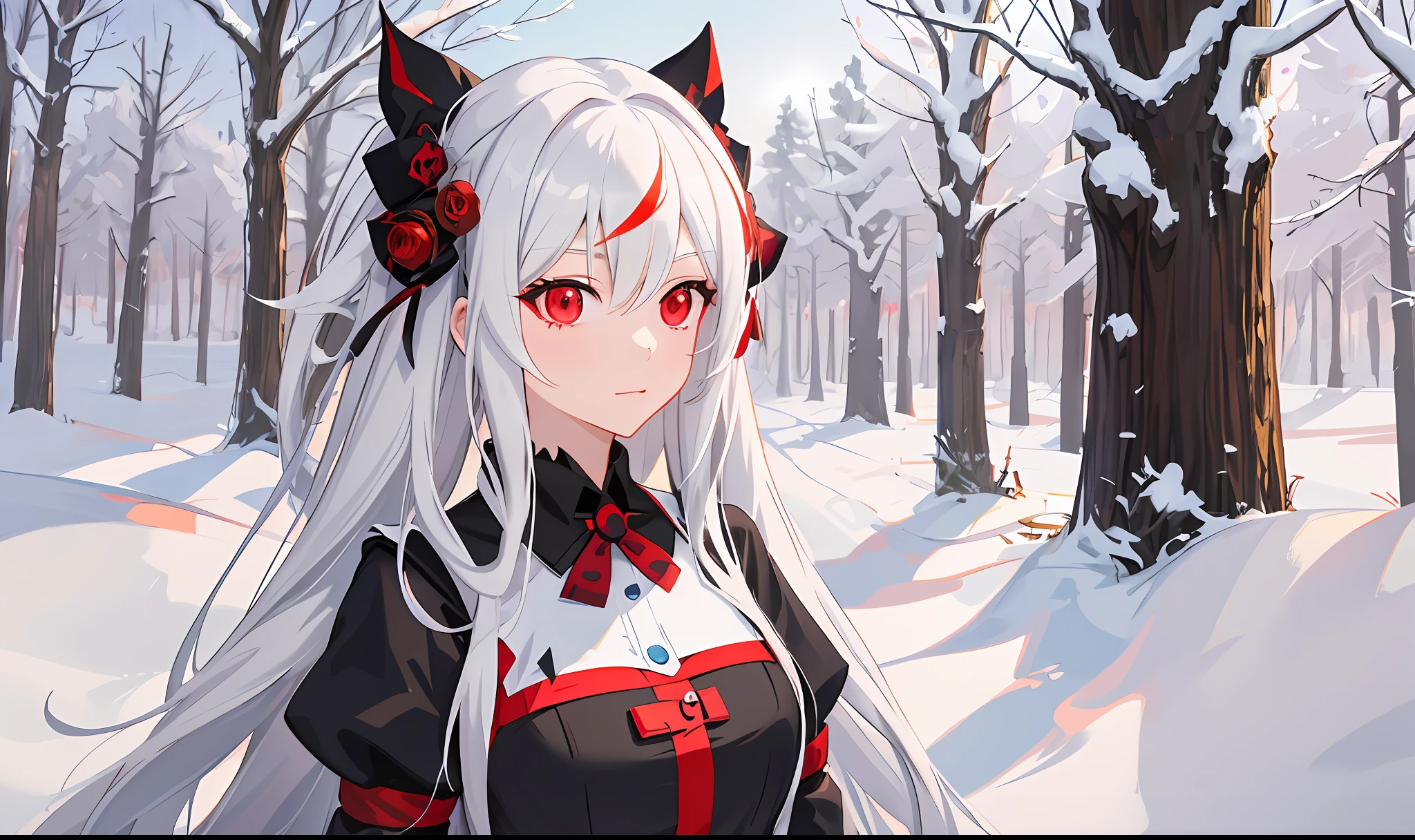 Anime girl with long white hair and red eyes in dark forest, sickle, ga moe Yandere Grimdark, portrait gapmoe yandere grimdark, gapmoe yandere, gothic girl anime girl, demon anime girl, anime art wallpaper 8 K, white hair god, Yandere, anime art wallpaper 4 K, anime art wallpaper 4K, anime art wallpaper 4K, Yandere intricate