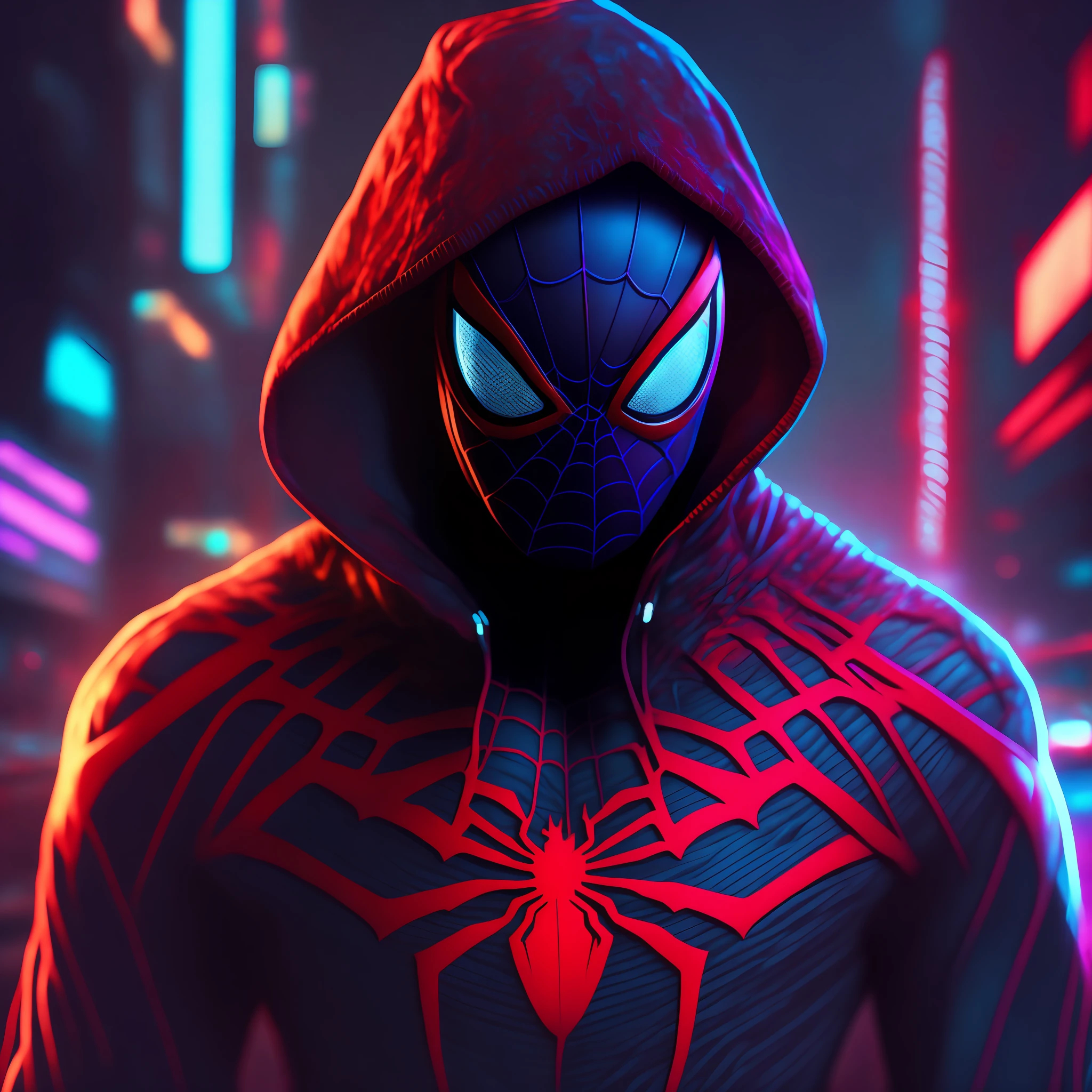 Spider man,Cyberpunk,8k.