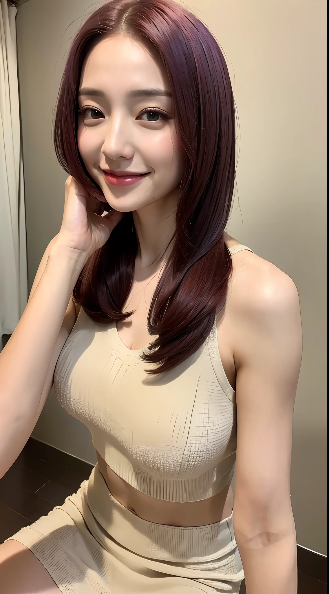 ((Best Quality, 8K, Masterpiece: 1.3)), 1girl, Slim Abs Beauty: 1.3, (Color hairstyle casual, Big breasts: 1.2), Dress: 1.1, Super fine face, Delicate eyes, Double eyelids, smile, homely