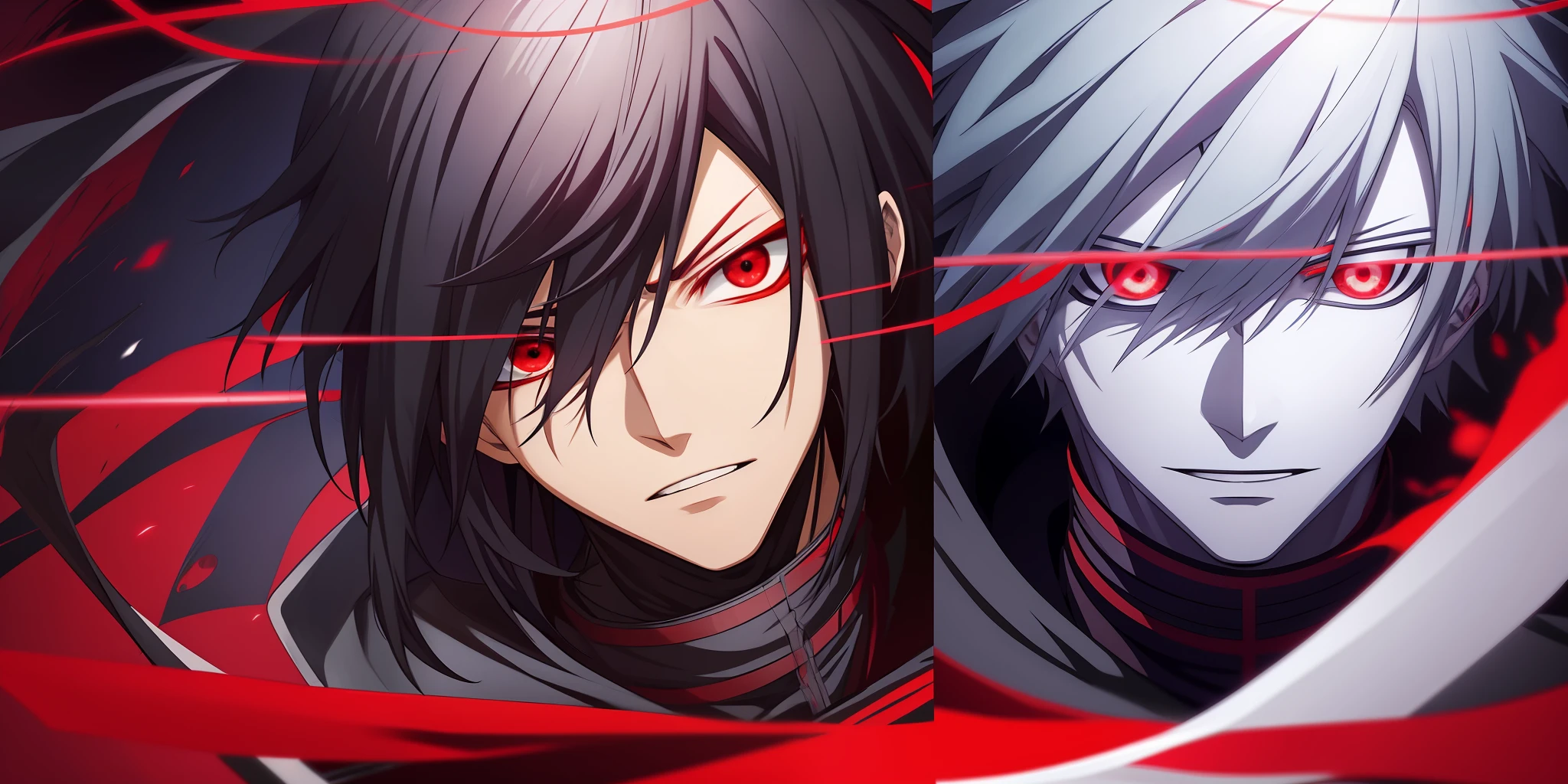 anime character with red eyes and a black background with text, anime style. 8k, tokyo ghoul, anime style 4 k, epic 8 k hd anime shot, 000 battle, mix styles of tsutomu nihei, today's featured anime still, アニメ, kaneki ken, anime! 4k, anime! 4 k