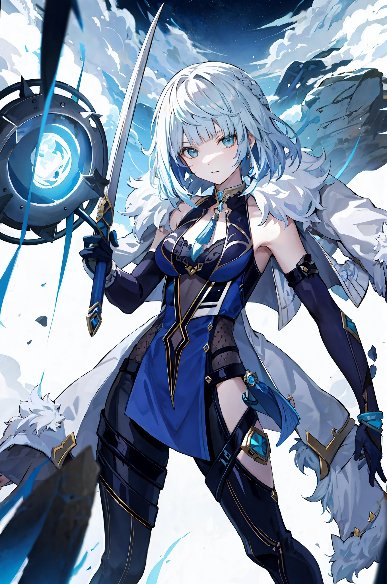 Dark blue hair, yelan from genshin impact,