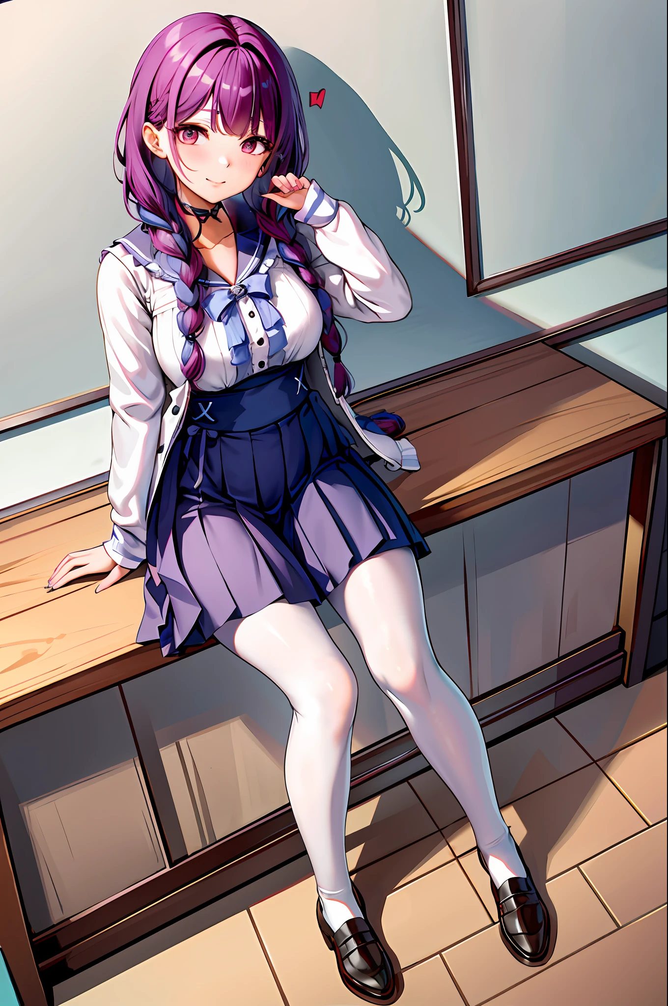 there is a woman in a skirt posing in front of a blackboard, korean girl, student, standing in class, jiyun chae, korean woman, heonhwa choe, xintong chen, in a classroom, jaeyeon nam, wenfei ye, hwang se - on, as a strict school teacher ), teacher, sakimichan, wearing school uniform