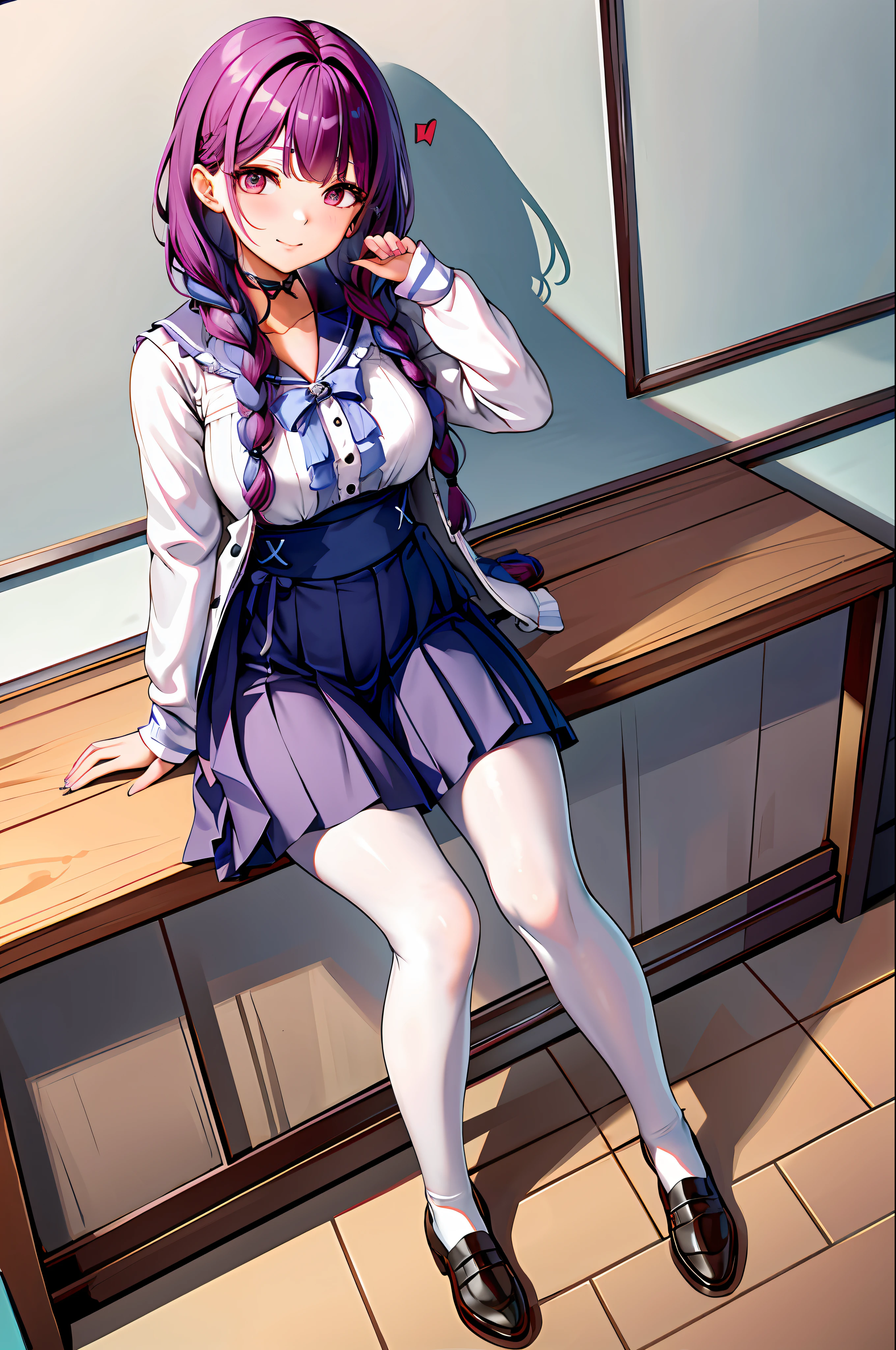 there is a woman in a skirt posing in front of a blackboard, korean girl, student, standing in class, jiyun chae, korean woman, heonhwa choe, xintong chen, in a classroom, jaeyeon nam, wenfei ye, hwang se - on, as a strict school teacher ), teacher, sakimichan, wearing school uniform