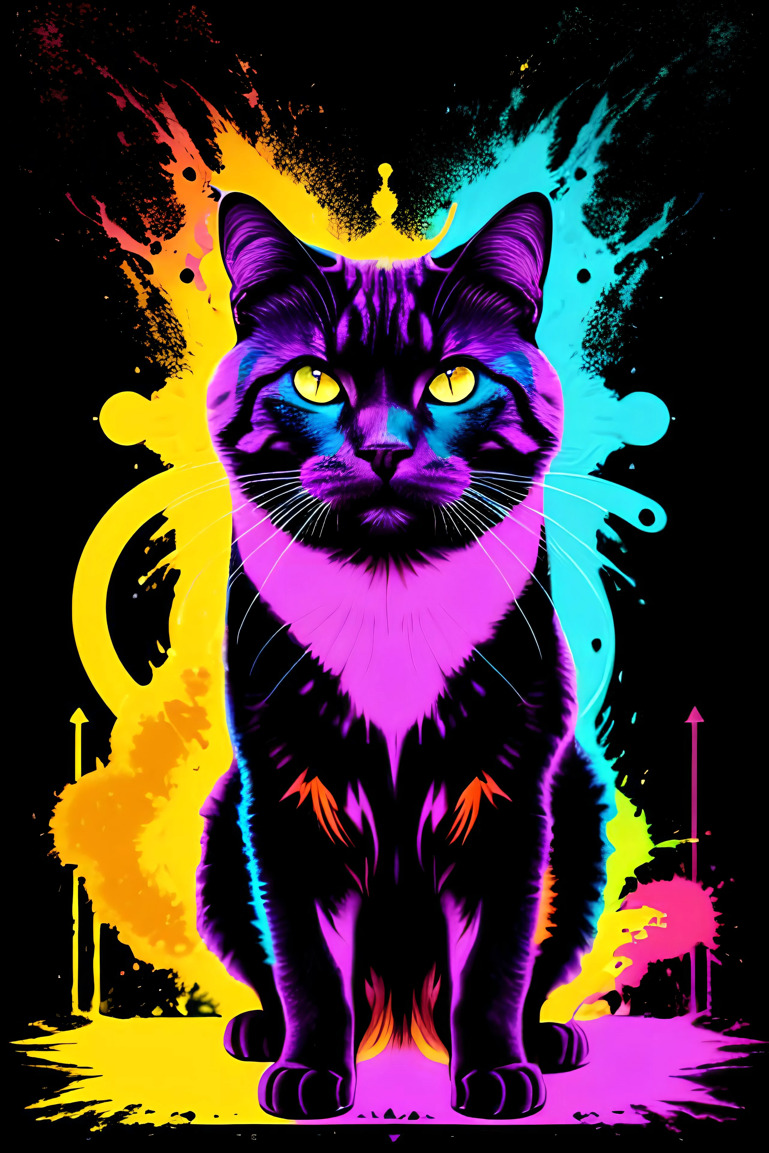 technicolor, vibrant, Chemical Cat, radioactive glow, Biohazard, abstract art by Petros Afshar, oversaturated