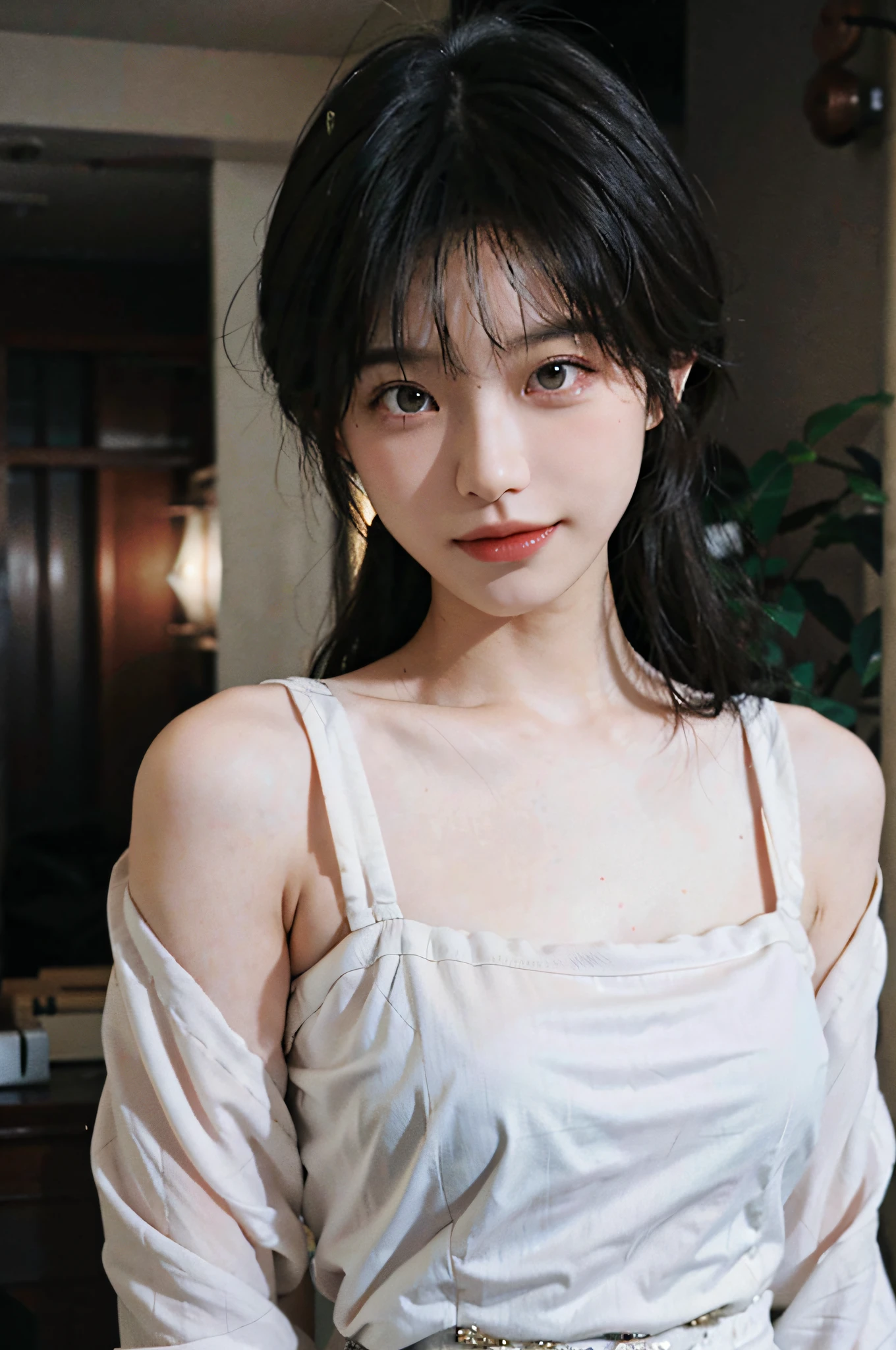 (8k, RAW Photo: 1.2), (Portrait: 1.4), 1 Girl, (White Blonde Hair: 1), ((Puffy Eyes)), Best Quality, Ultra High Resolution, (Realism: 1.3), POV, (Solo: 1.1), (1girl: 1.1), (Viewing Distance: 1.331), (Mid-chest: 1.31), (Finger Clarity: 1.5), (Lips: 1.1), (Eyelashes: 1.1), (Happy: 1.21), (Depth of Field: 1.1), Satyr, ulzzang-6500, (style-GBF: 0.75), (nude: 1.2), (pink contact lenses: 1.2), pink bra, pale pink panties, lace, glasses, black stockings