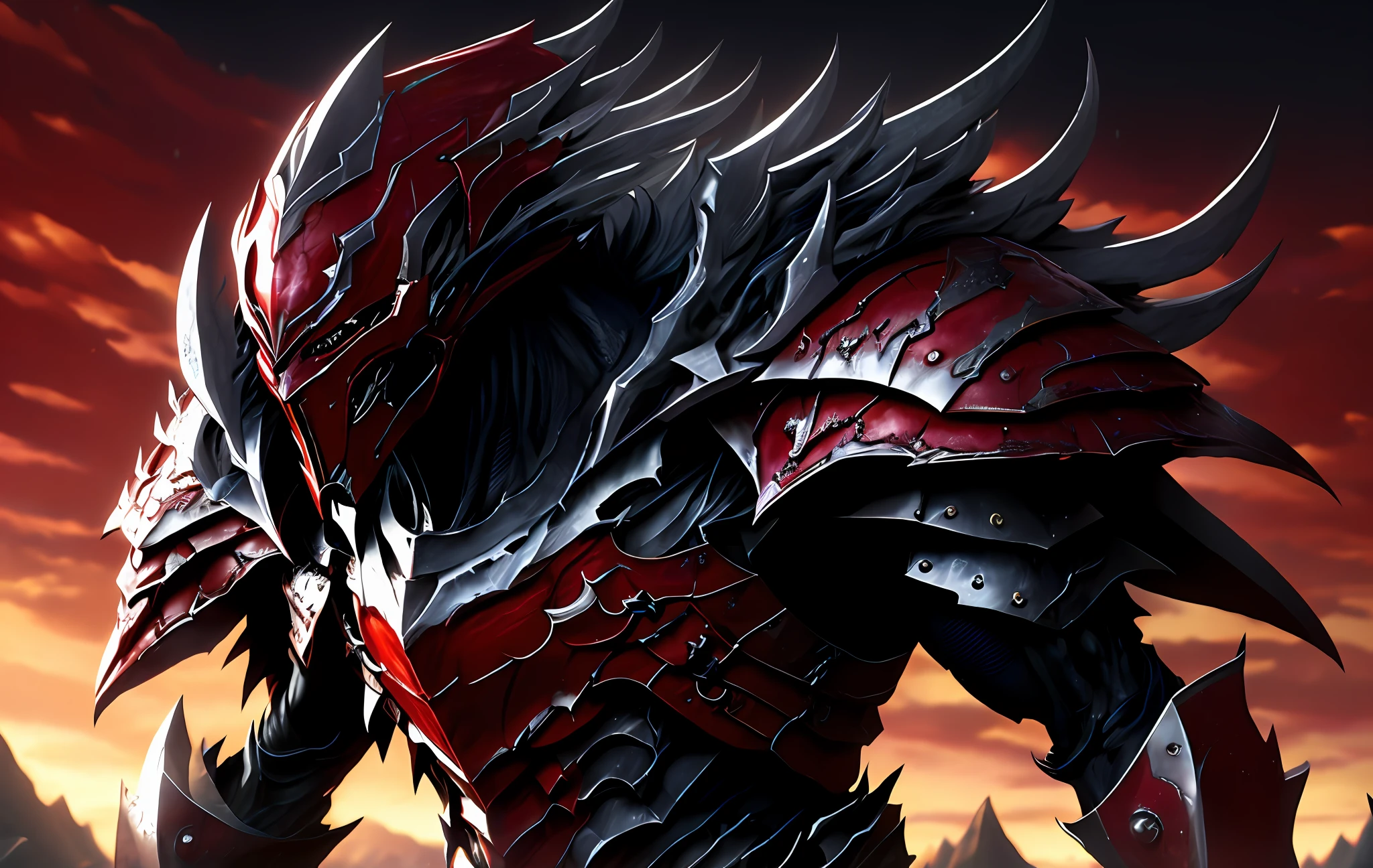 Besrk demon armord red detailed,guts, anime beserk